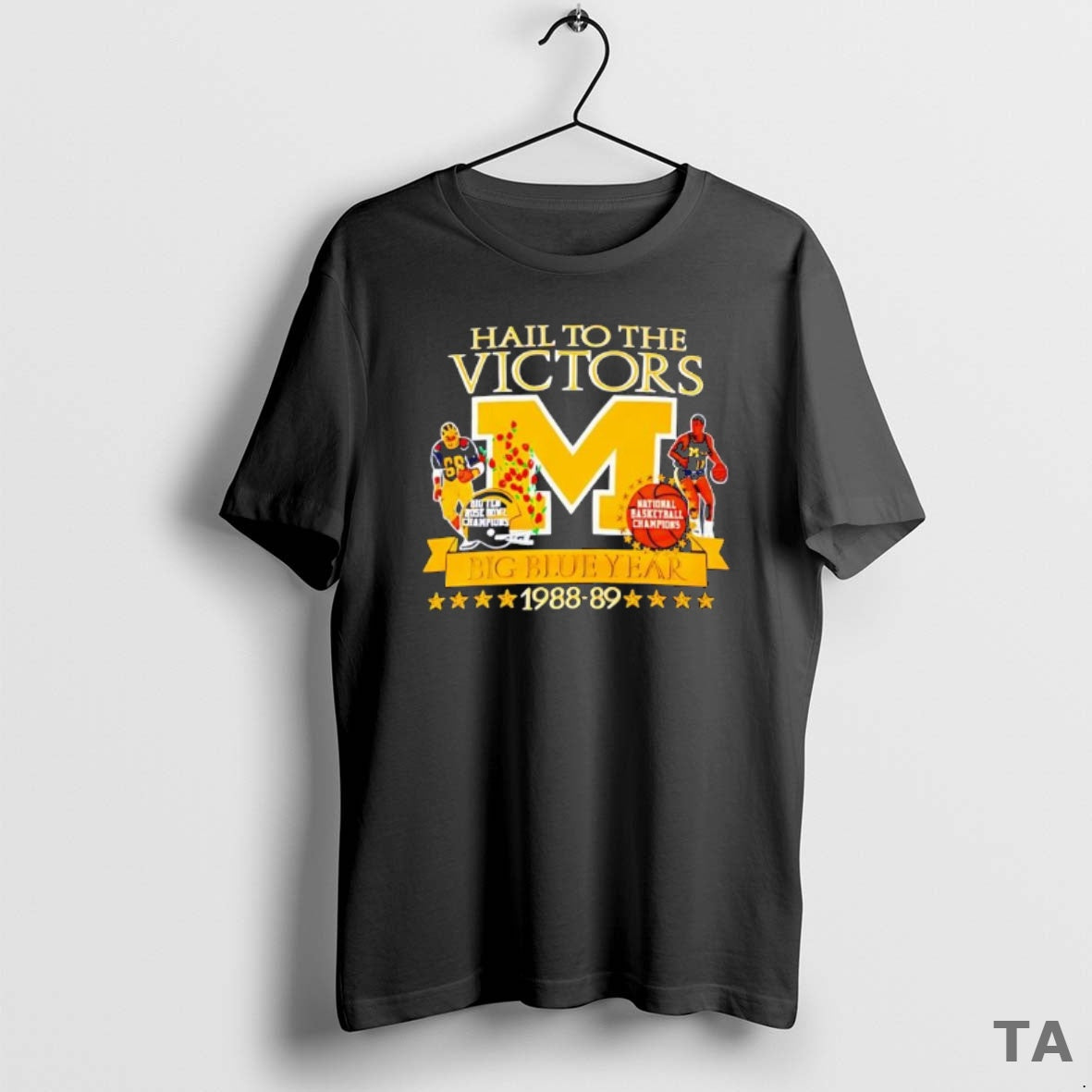 Top Michigan Wolverines Hail To The Victors 1988 1989 - Adult & Kids T-Shirts, Sweatshirts & Hoodies apparel design preview 1