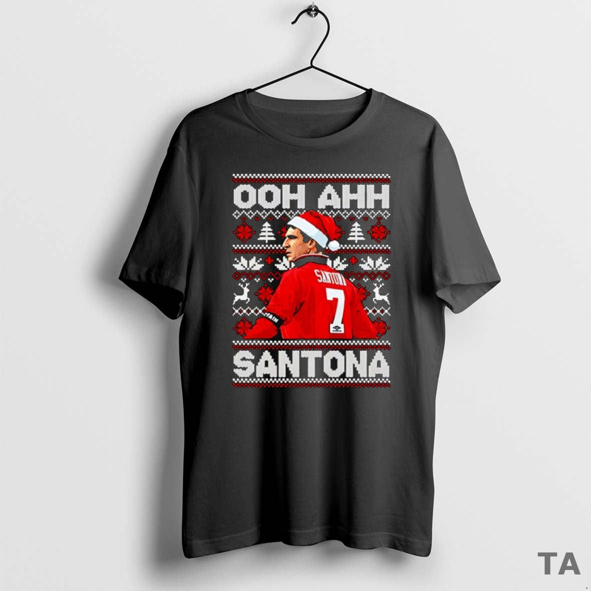 Top Ooh Ahh Santona Ugly Cantona Christmas Sweater - Adult & Kids T-Shirts, Sweatshirts & Hoodies apparel design preview 1