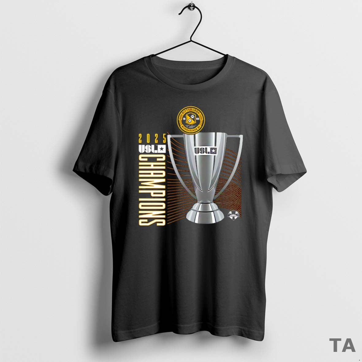 Top Pittsburgh Riverhounds Sc 2025 Usl Championship - Adult & Kids T-Shirts, Sweatshirts & Hoodies apparel design preview 1