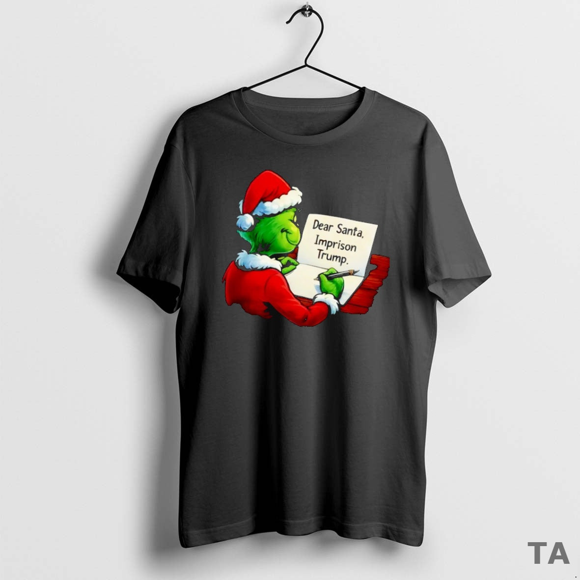 Top Santa Grinch Write Dear Imprison Trump Xmas - Adult & Kids T-Shirts, Sweatshirts & Hoodies apparel design preview 1