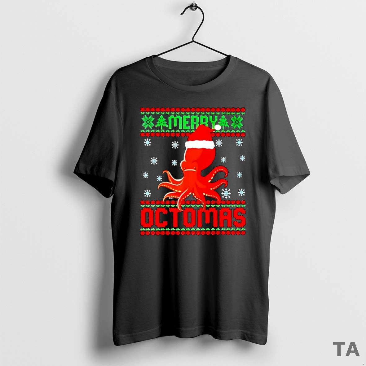 Top Santa Hat Octopus Merry Octomas Ugly Christmas - Adult & Kids T-Shirts, Sweatshirts & Hoodies apparel design preview 1