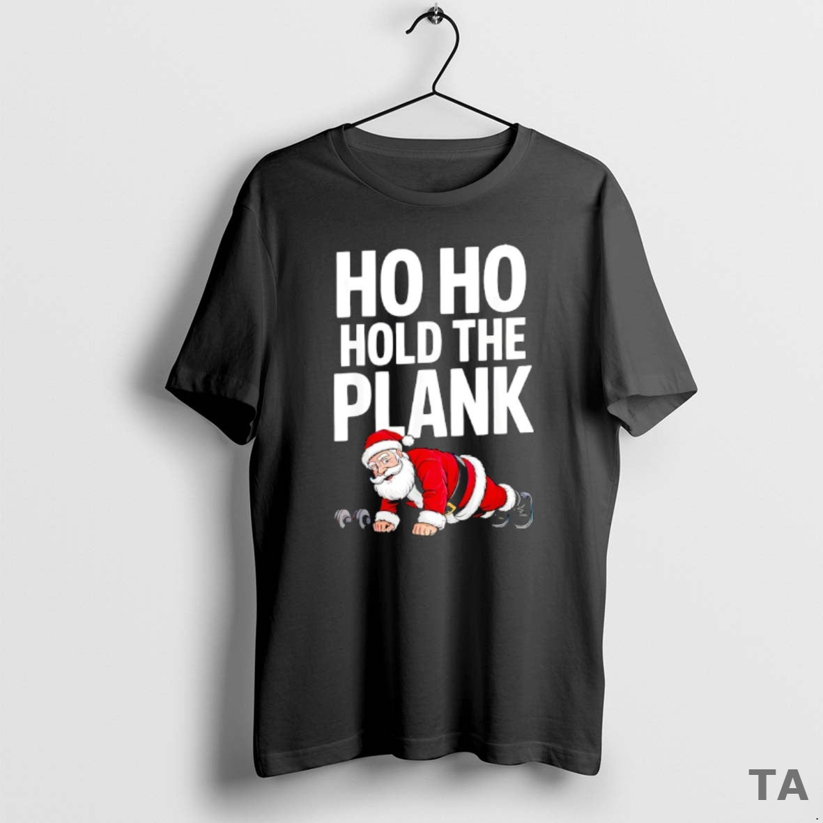Top Santa Workout Gym Ho Hold The Plank Christmas - Adult & Kids T-Shirts, Sweatshirts & Hoodies apparel design preview 1