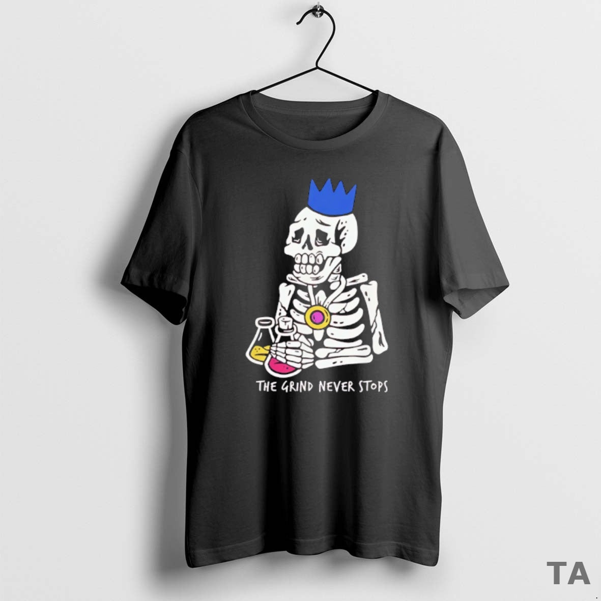 Top Skeleton Old School Runescape The Grind Never - Adult & Kids T-Shirts, Sweatshirts & Hoodies apparel design preview 1