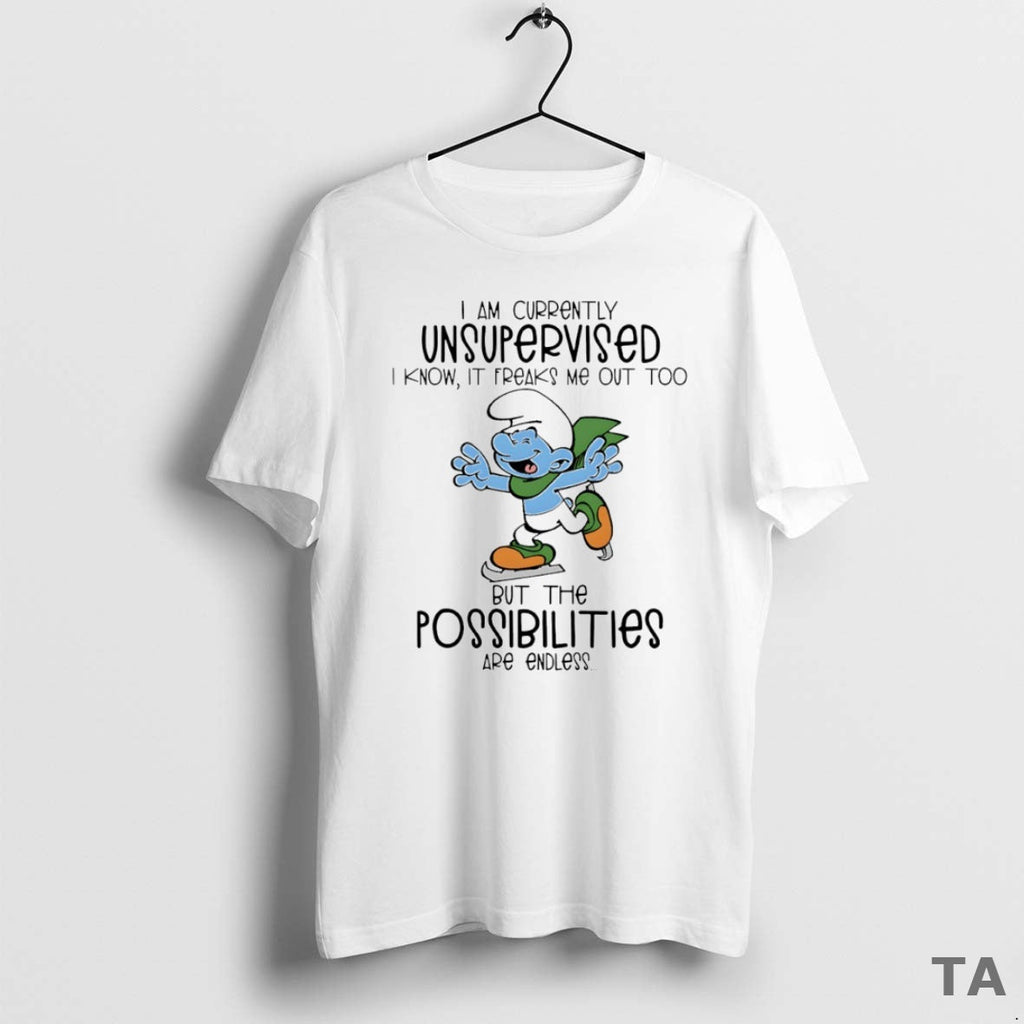 Top Smurf I Am Currently Unsupervised Circle Sweater - Adult & Kids T-Shirts, Sweatshirts & Hoodies apparel design preview 1