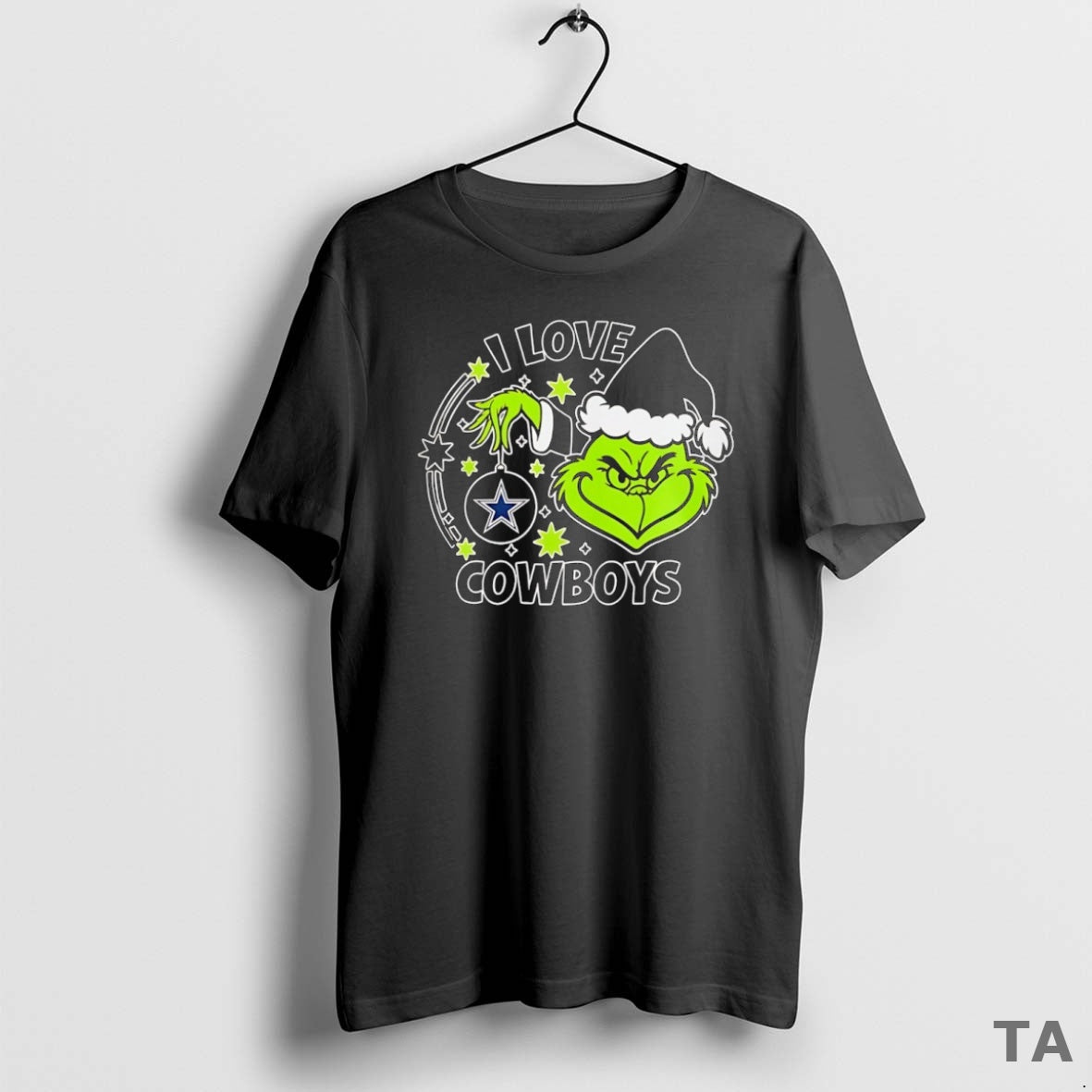 Top The Grinch I Love Dallas Cowboys Christmas 2025 - Adult & Kids T-Shirts, Sweatshirts & Hoodies apparel design preview 1