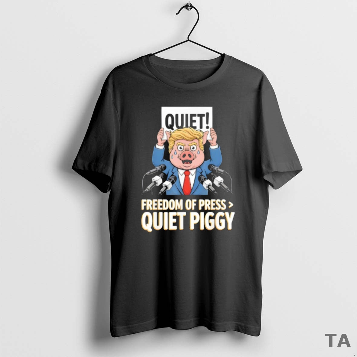 Top Trump Pig Quiet Freedom Of Press Piggy Funny - Adult & Kids T-Shirts, Sweatshirts & Hoodies apparel design preview 1