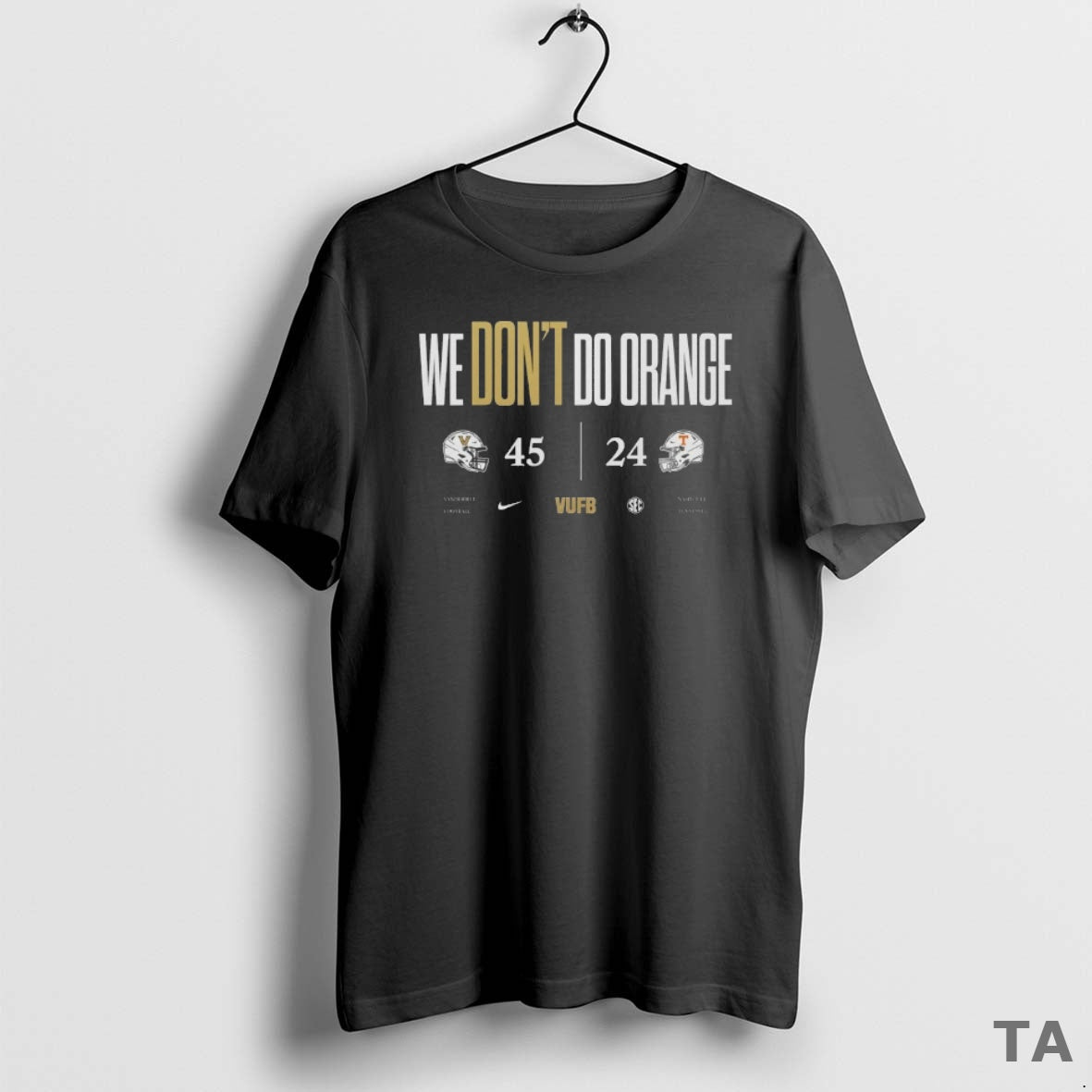 Top We Dont Do Orange Vanderbilt Commodores 45 24 - Adult & Kids T-Shirts, Sweatshirts & Hoodies apparel design preview 1