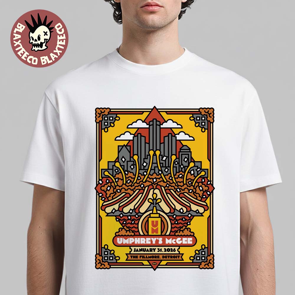 Umphrey's McGee Detroit Michigan 2026 Event Poster At - Adult & Kids T-Shirts, Sweatshirts & Hoodies apparel design preview 1