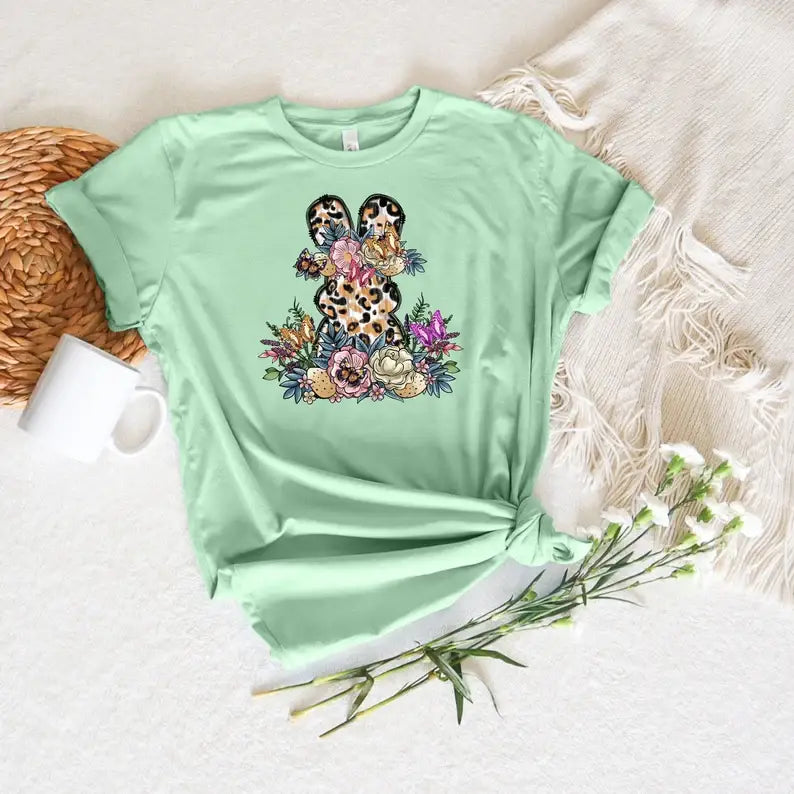 Floral Leopard Bunny - Adult & Kids T-Shirts, Sweatshirts & Hoodies apparel design preview 1