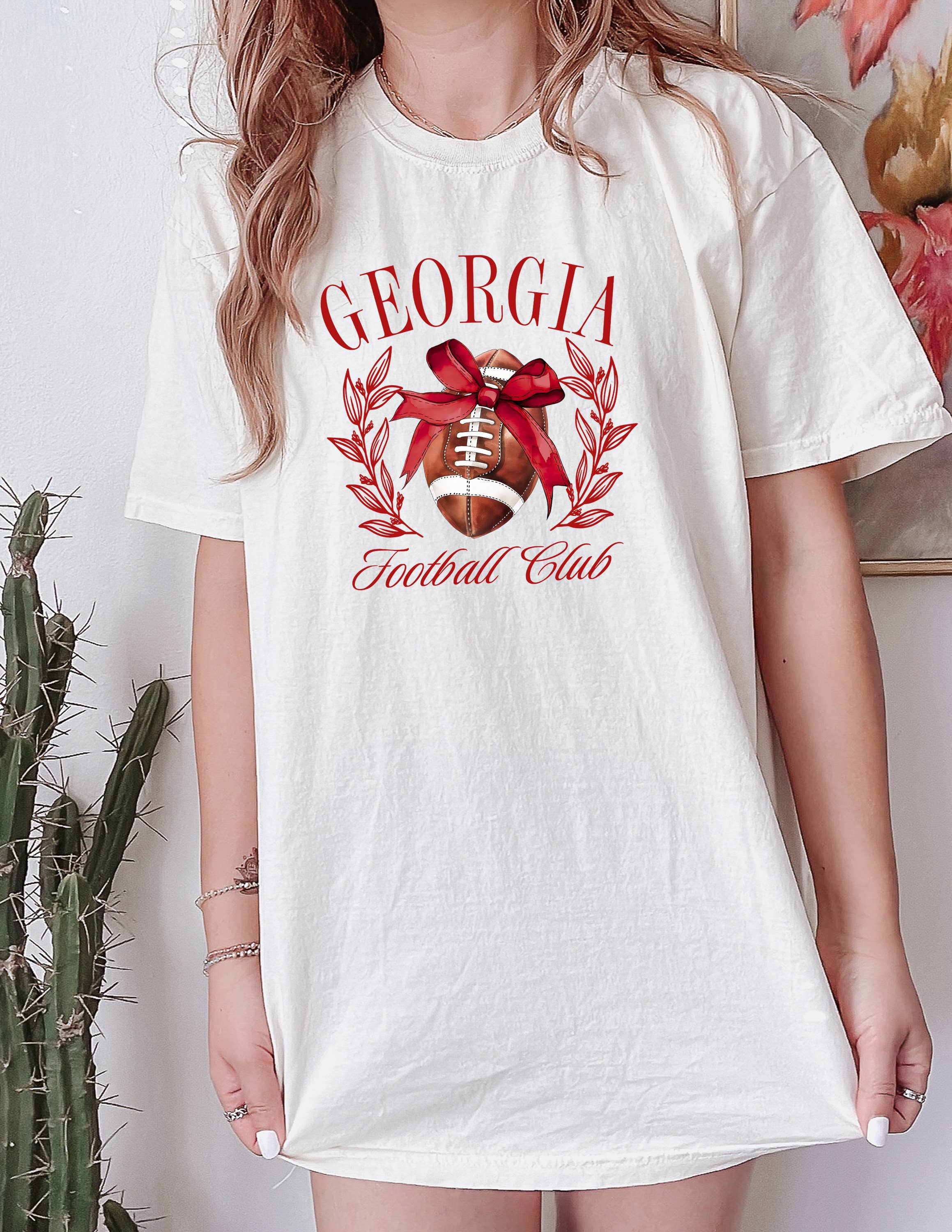 Georgia, Football Bows, Preppy Gameday - Adult & Kids T-Shirts, Sweatshirts & Hoodies apparel design preview 1