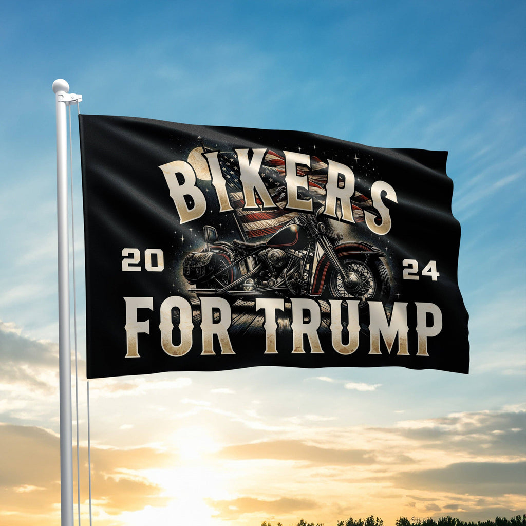 Bikers For Trump Motorcycle Illustration Flag - Adult & Kids T-Shirts, Sweatshirts & Hoodies apparel design preview 1
