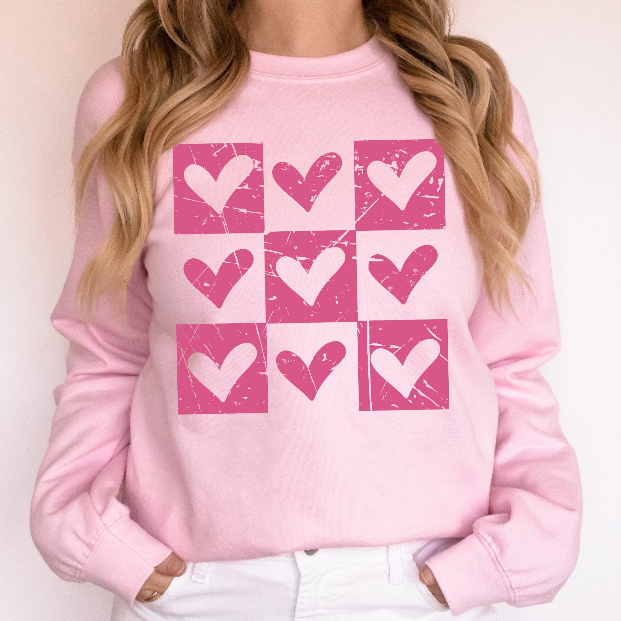 Checkered Hearts, Retro, Love, Valentine's Day - Adult & Kids T-Shirts, Sweatshirts & Hoodies apparel design preview 1