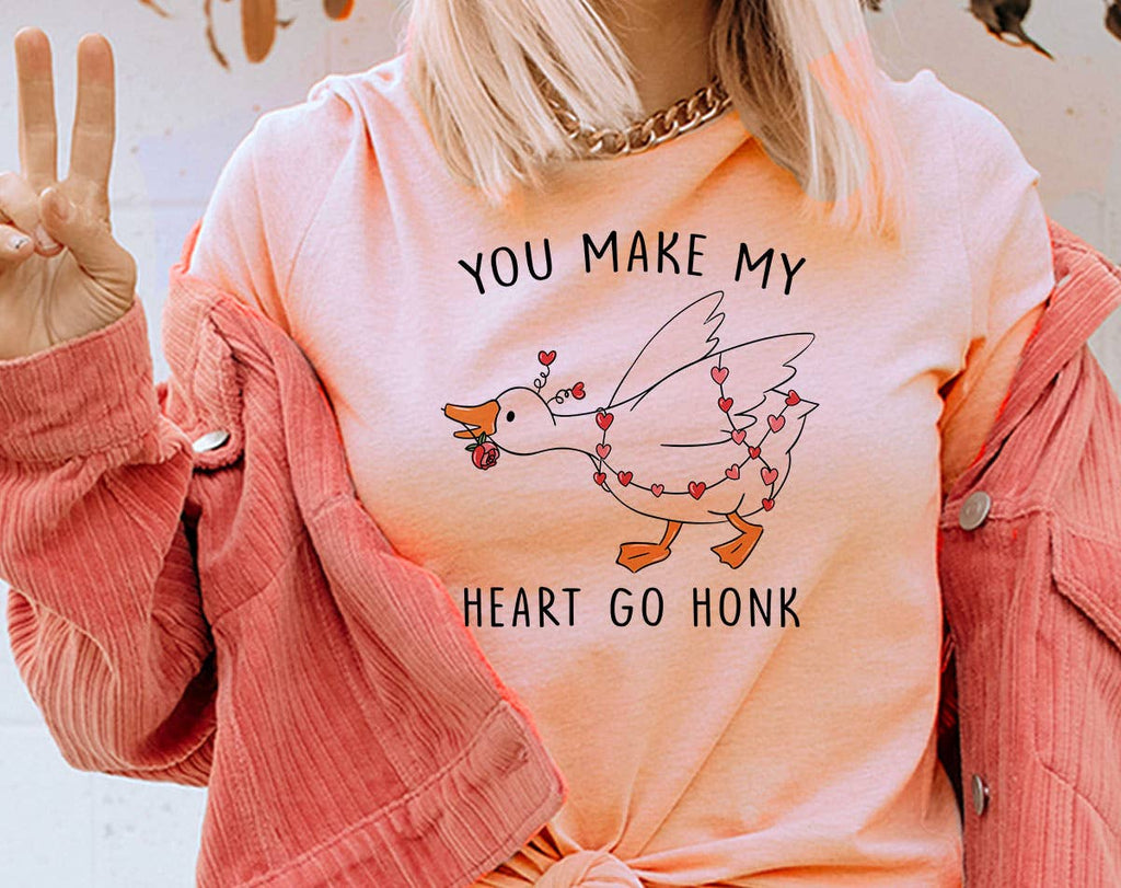 You Make My Heart Go Honk Valentines Day - Adult & Kids T-Shirts, Sweatshirts & Hoodies apparel design preview 1