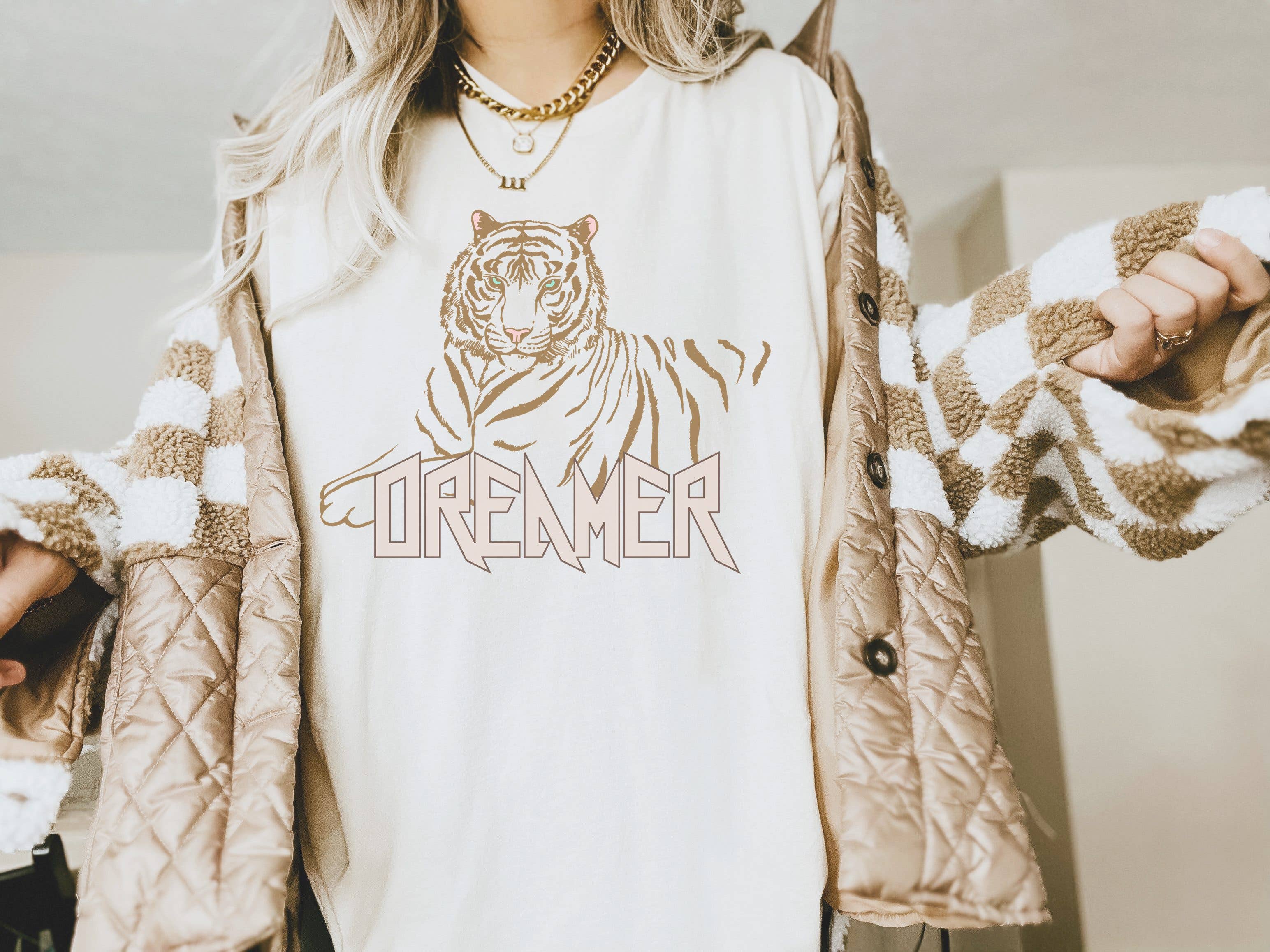 Retro Dreamer Tiger Boho - Adult & Kids T-Shirts, Sweatshirts & Hoodies apparel design preview 1