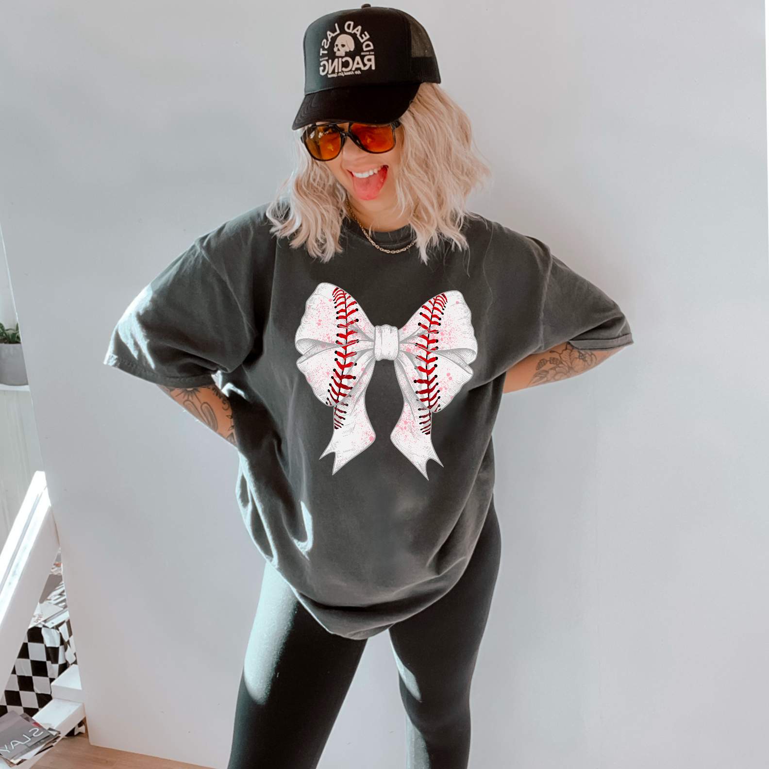 Baseball Coquette Bow Comfort Color Graphic - Adult & Kids T-Shirts, Sweatshirts & Hoodies apparel design preview 1