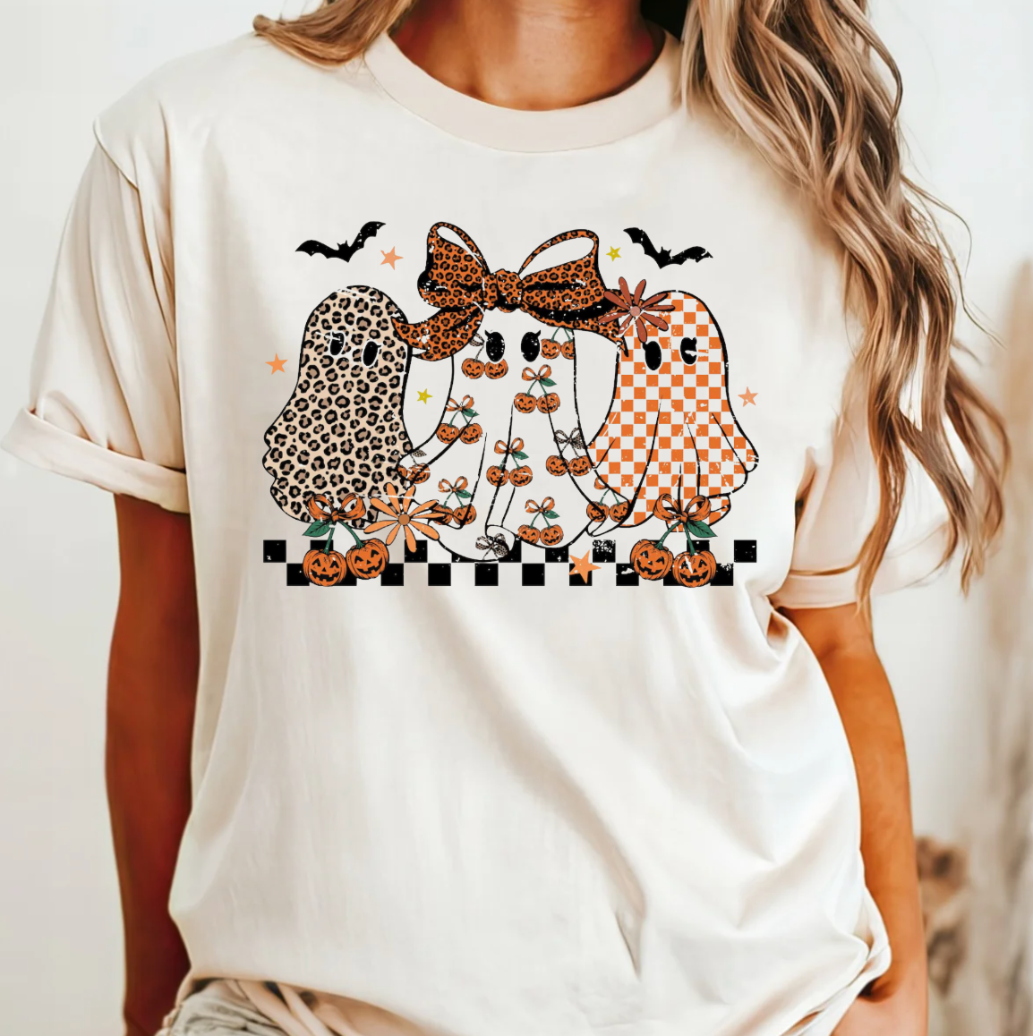 Leopard Pumpkin Ghost Comfort Color - Adult & Kids T-Shirts, Sweatshirts & Hoodies apparel design preview 1