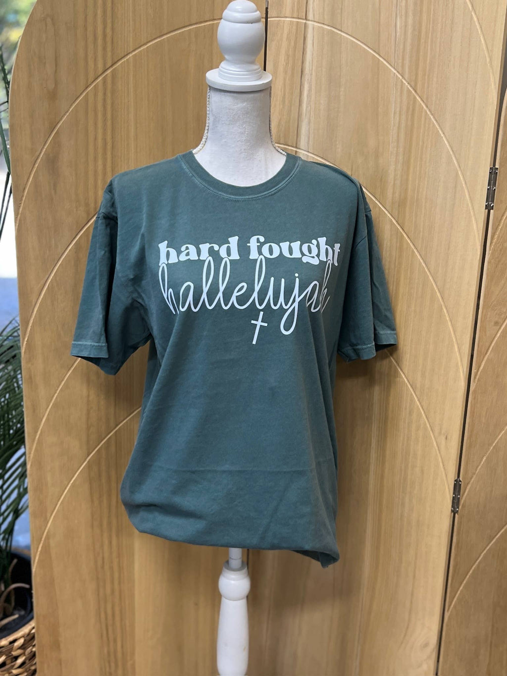Hard Fought Hallelujah On Comfort Colors Blue Spruce - Adult & Kids T-Shirts, Sweatshirts & Hoodies apparel design preview 1