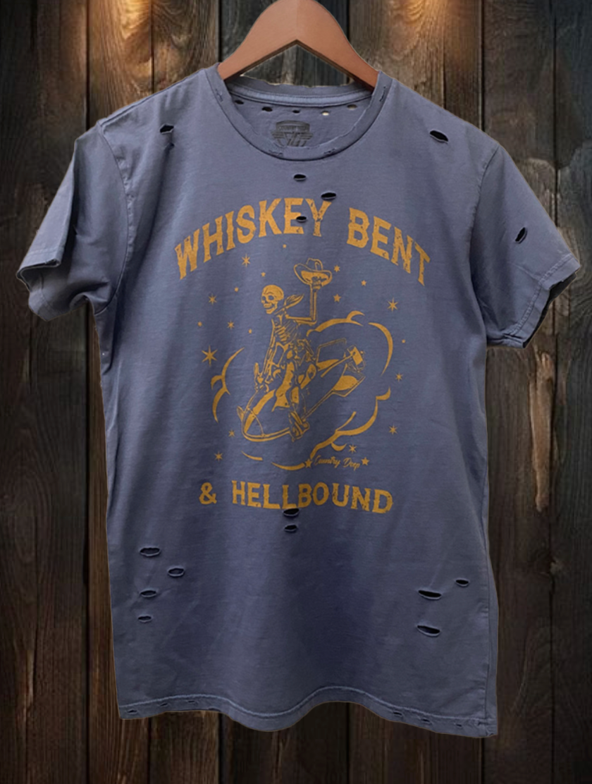 Whiskey Bent Hellbound Distressed - Adult & Kids T-Shirts, Sweatshirts & Hoodies apparel design preview 1