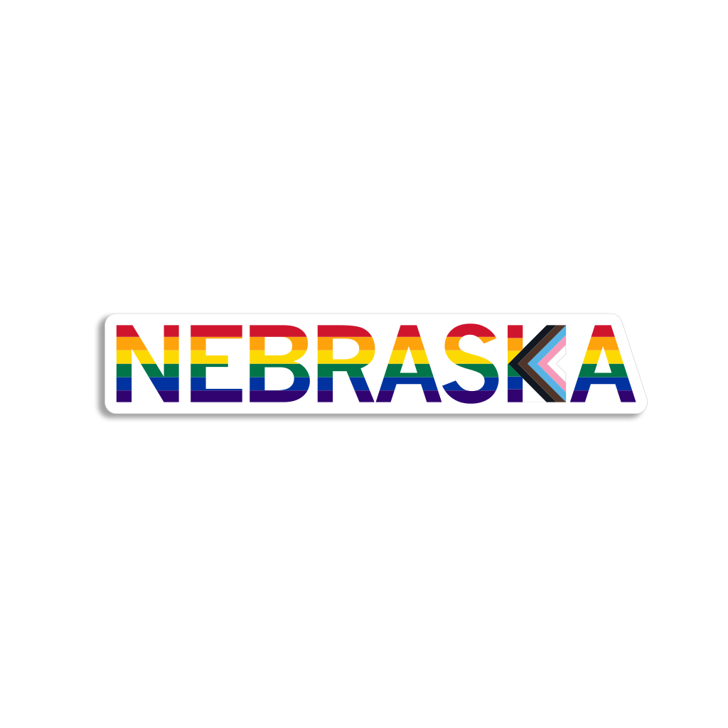 Nebraska Text Progress Pride Flag Die-Cut Sticker - Adult & Kids T-Shirts, Sweatshirts & Hoodies apparel design preview 1