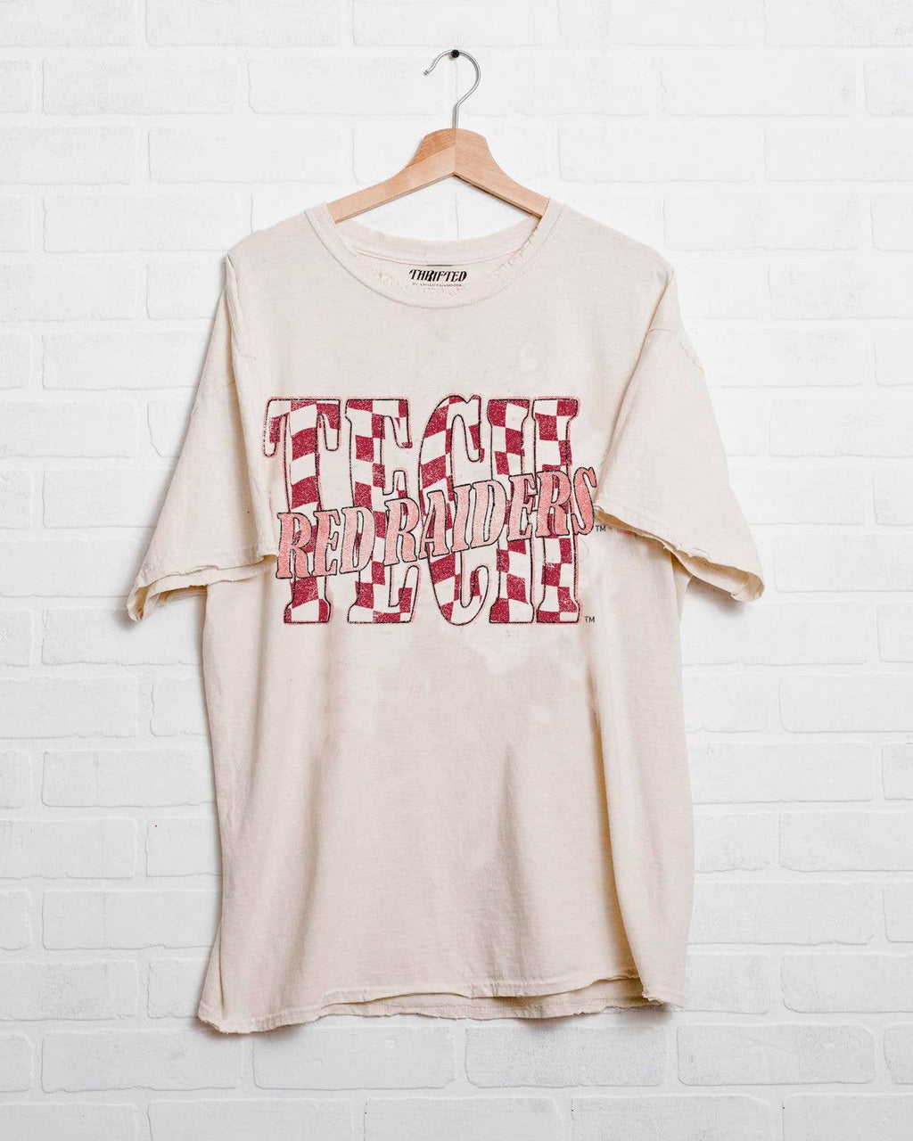 Texas Tech Red Raiders Twisted Check Off White - Adult & Kids T-Shirts, Sweatshirts & Hoodies apparel design preview 1