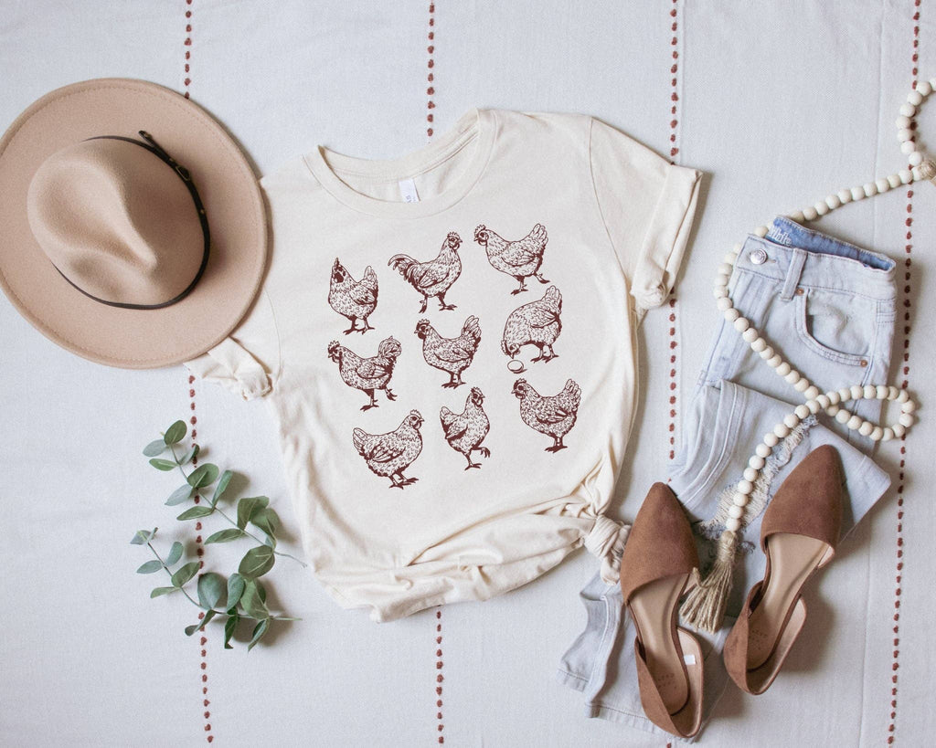 Vintage Western Cream Chicken Collage Graphic - Adult & Kids T-Shirts, Sweatshirts & Hoodies apparel design preview 1