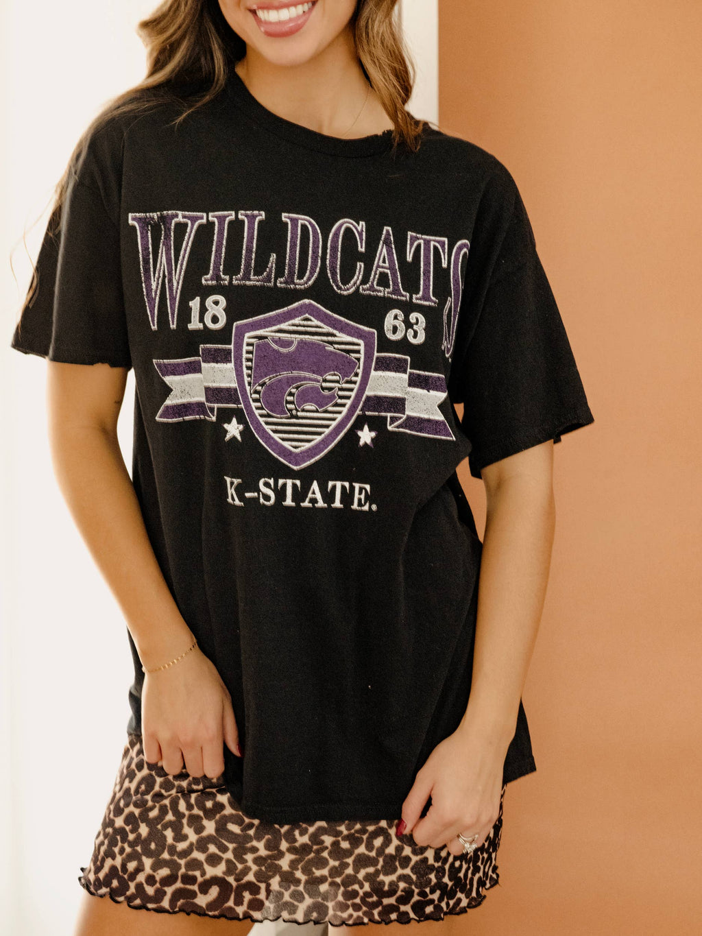 Kansas State Wildcats Pep Rally Black Thrifted - Adult & Kids T-Shirts, Sweatshirts & Hoodies apparel design preview 1