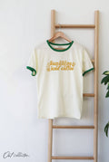 Sunshine and Iced Coffee Ringer Graphic Top - Adult & Kids T-Shirts, Sweatshirts & Hoodies apparel design preview 1
