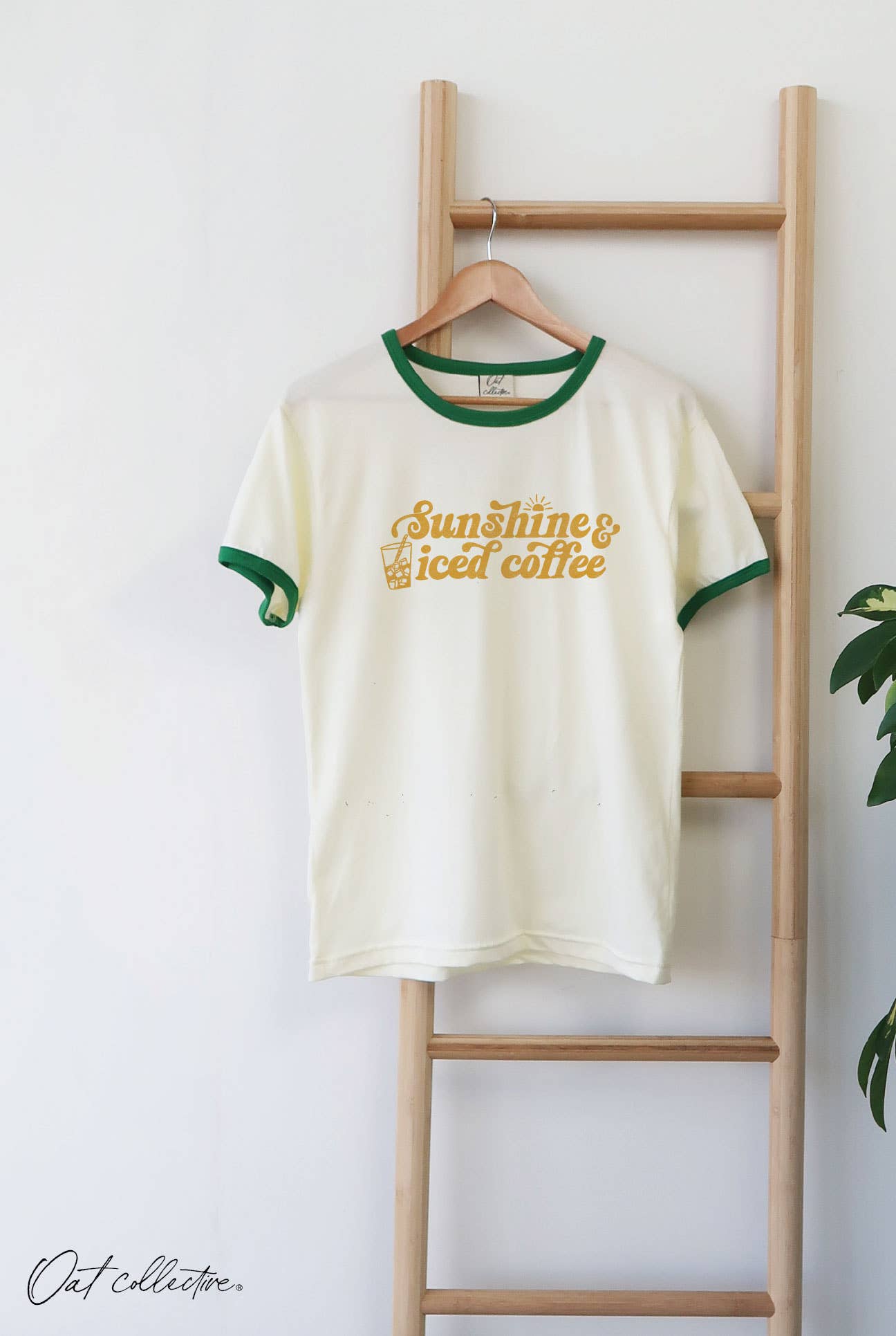Sunshine and Iced Coffee Ringer Graphic Top - Adult & Kids T-Shirts, Sweatshirts & Hoodies apparel design preview 1