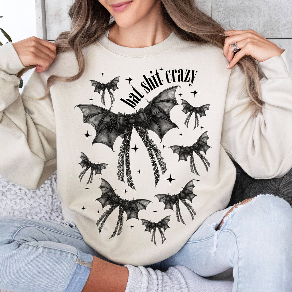 Gothic Halloween Coquette Bat-Crazy Retro - Adult & Kids T-Shirts, Sweatshirts & Hoodies apparel design preview 1