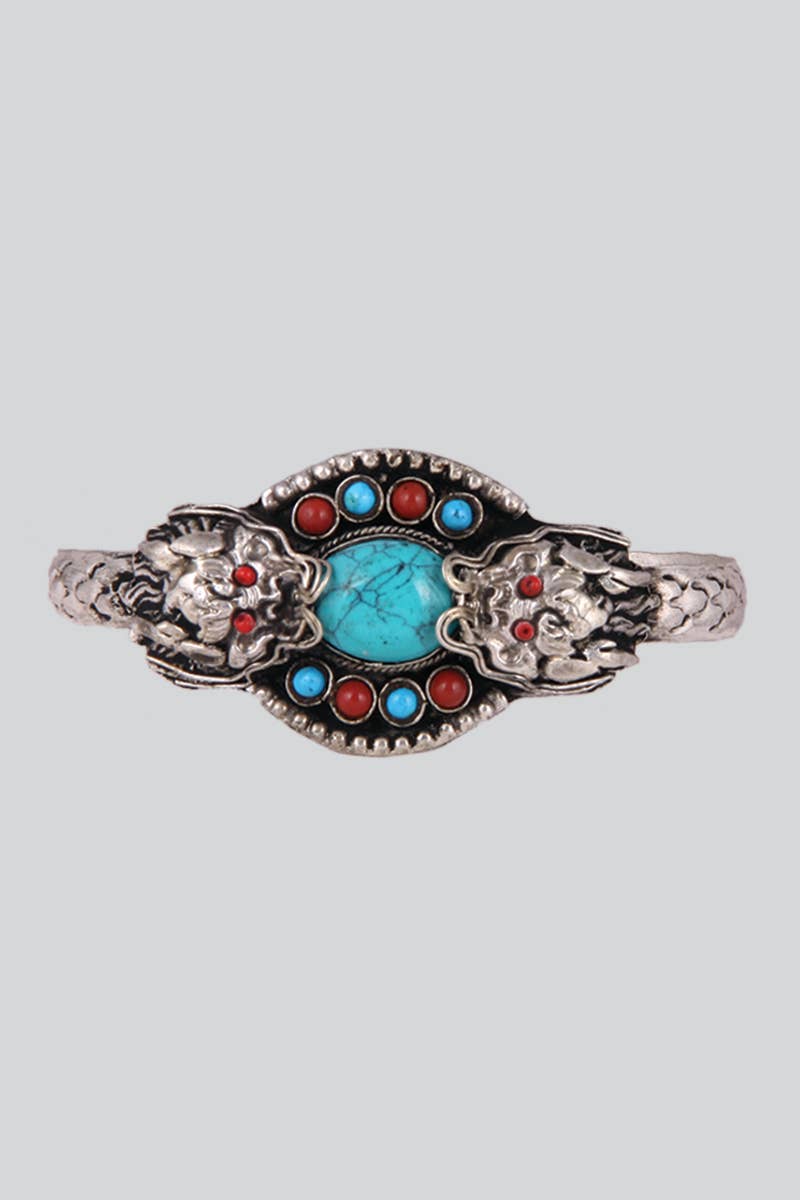 White Metal Bracelet with Blue Coral and Red Stones - Adult & Kids T-Shirts, Sweatshirts & Hoodies apparel design preview 1