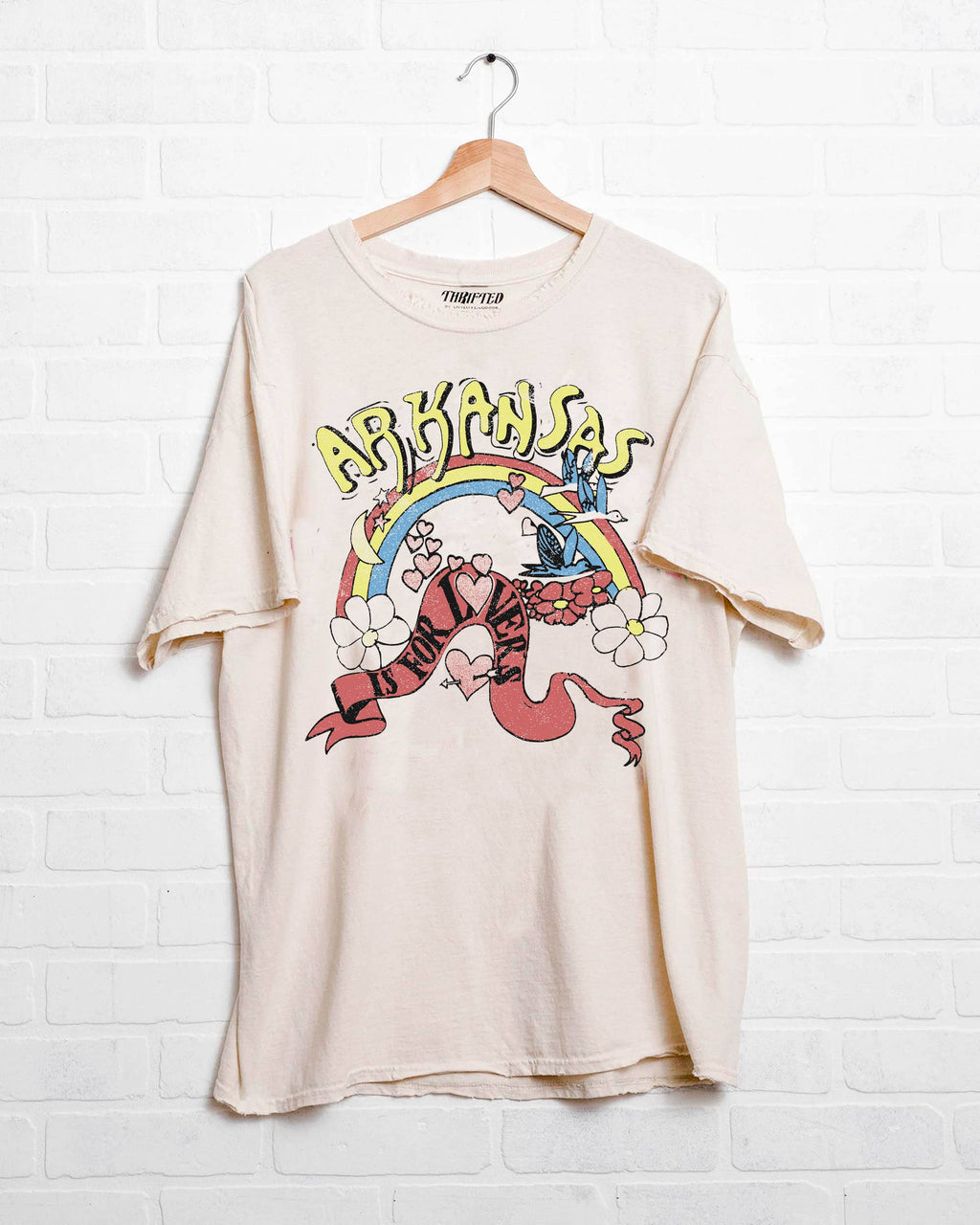 Arkansas Is For Lovers Off White Thrifted Graphic - Adult & Kids T-Shirts, Sweatshirts & Hoodies apparel design preview 1