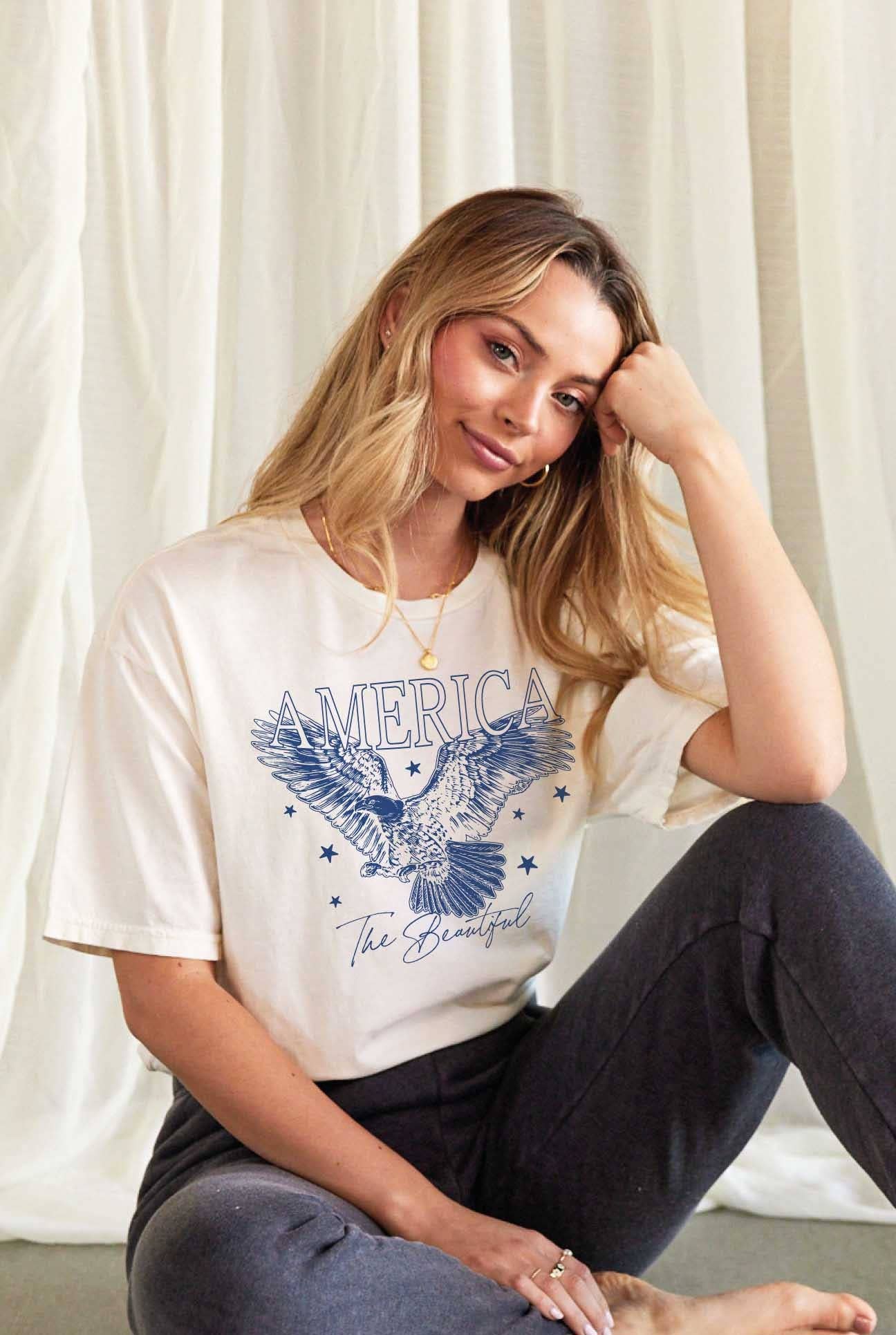 America the Beautiful Mineral Washed Graphic Top - Adult & Kids T-Shirts, Sweatshirts & Hoodies apparel design preview 1
