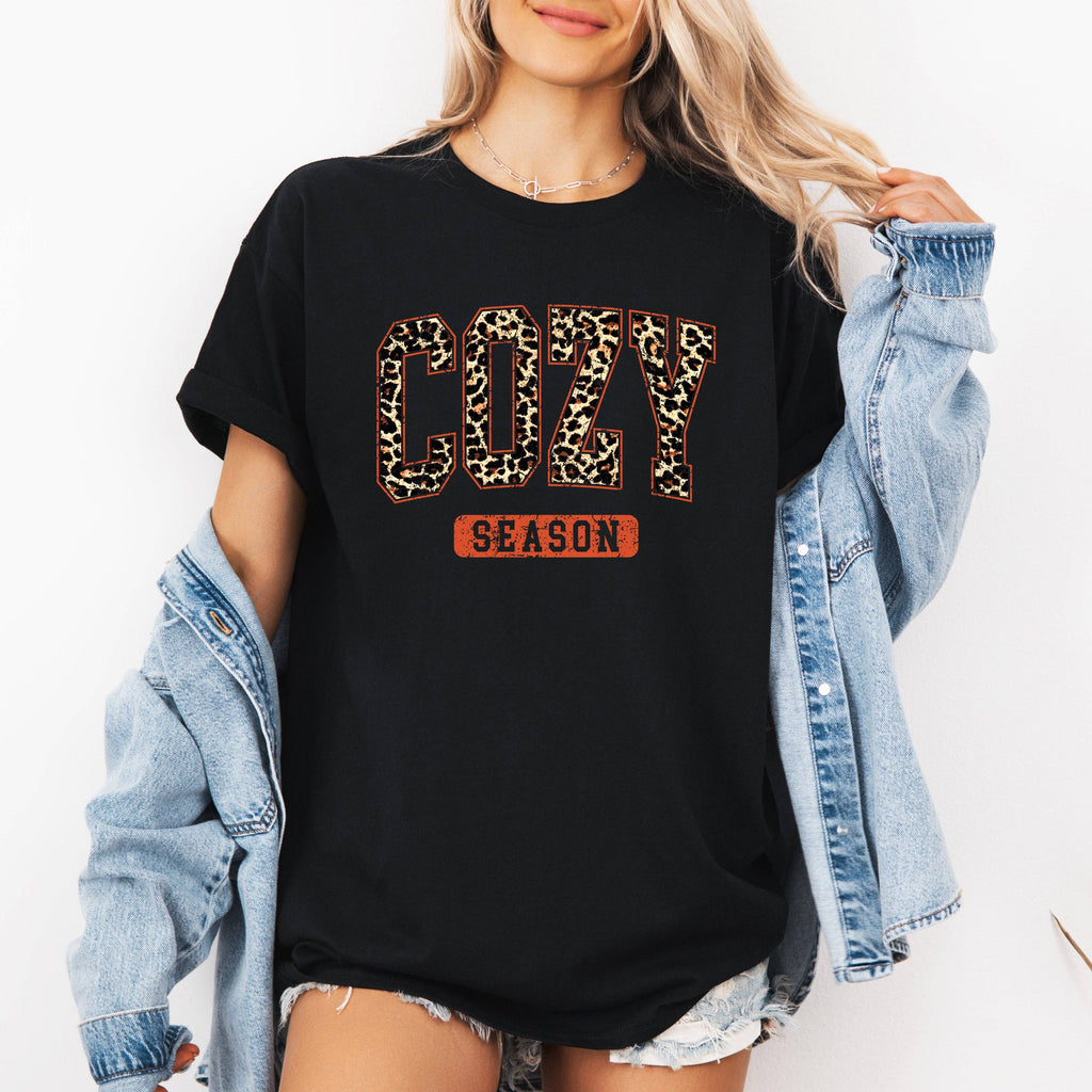 Cozy Season, Leopard Print, Halloween, Autumn, Fall, - Adult & Kids T-Shirts, Sweatshirts & Hoodies apparel design preview 1