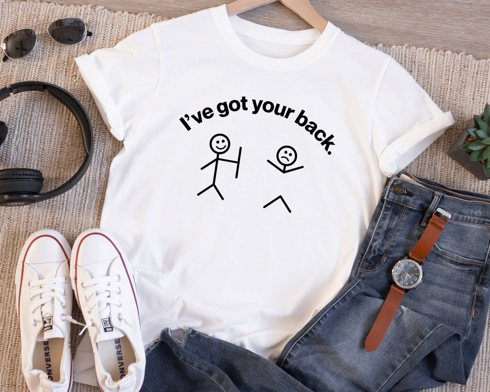 I've Got Your Back Stick Figure - Adult & Kids T-Shirts, Sweatshirts & Hoodies apparel design preview 1
