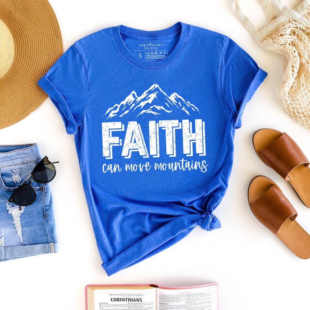 Faith Can Move Mountains Christian Graphic - Adult & Kids T-Shirts, Sweatshirts & Hoodies apparel design preview 1