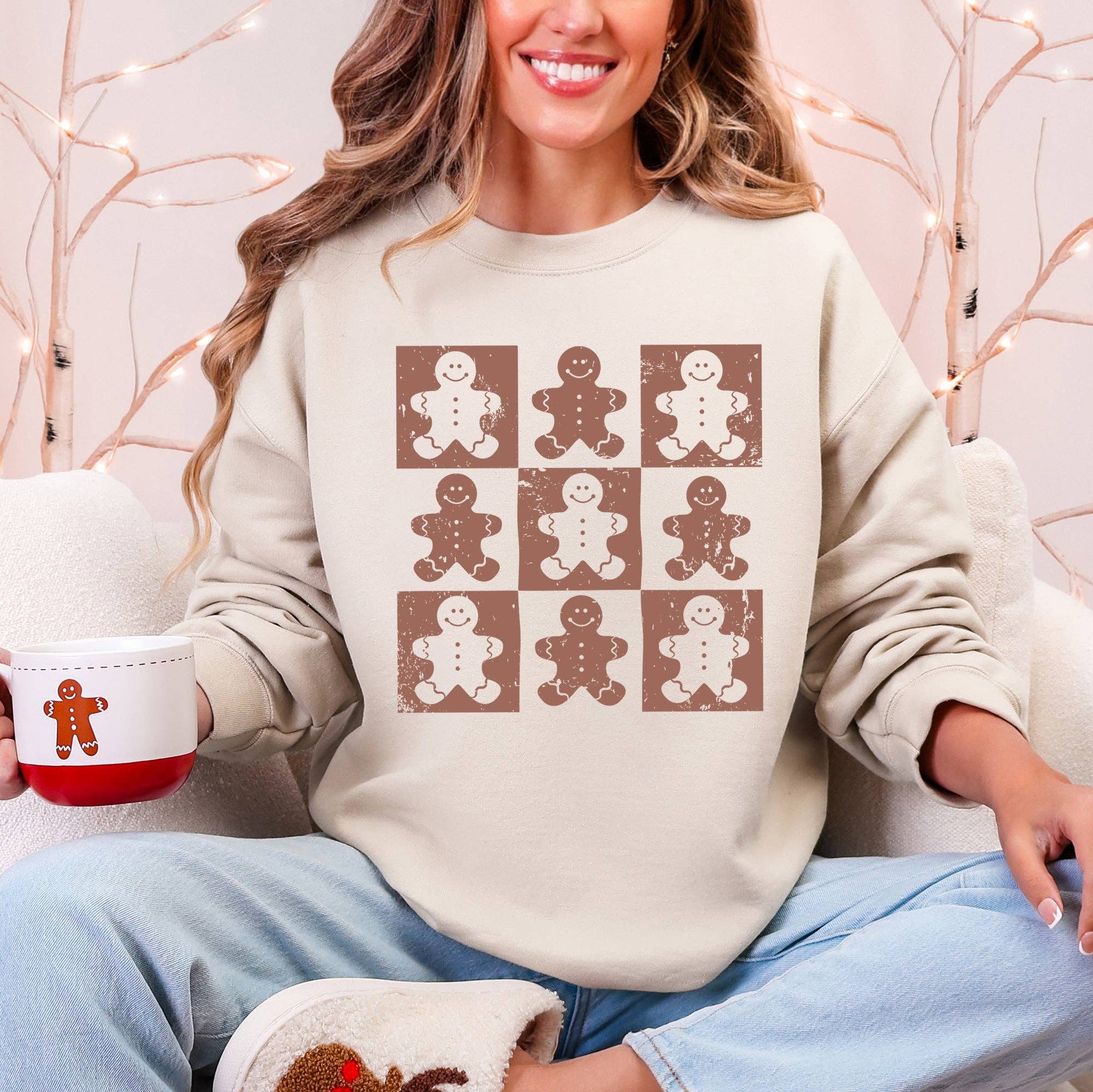 Gingerbread Men, Christmas Cute, Minimalist - Adult & Kids T-Shirts, Sweatshirts & Hoodies apparel design preview 1