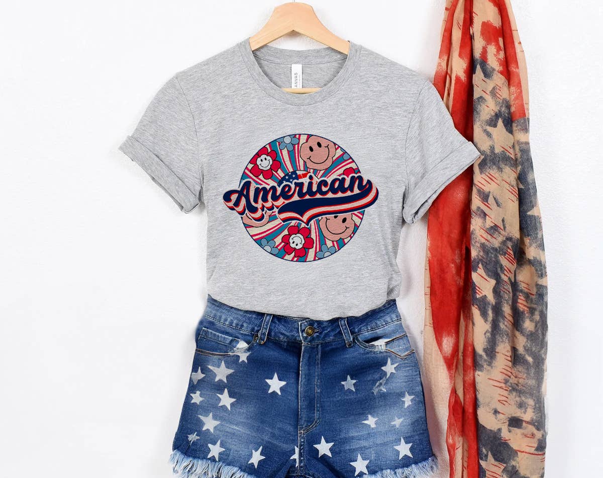 4th of July American Swirl Flower - Adult & Kids T-Shirts, Sweatshirts & Hoodies apparel design preview 1
