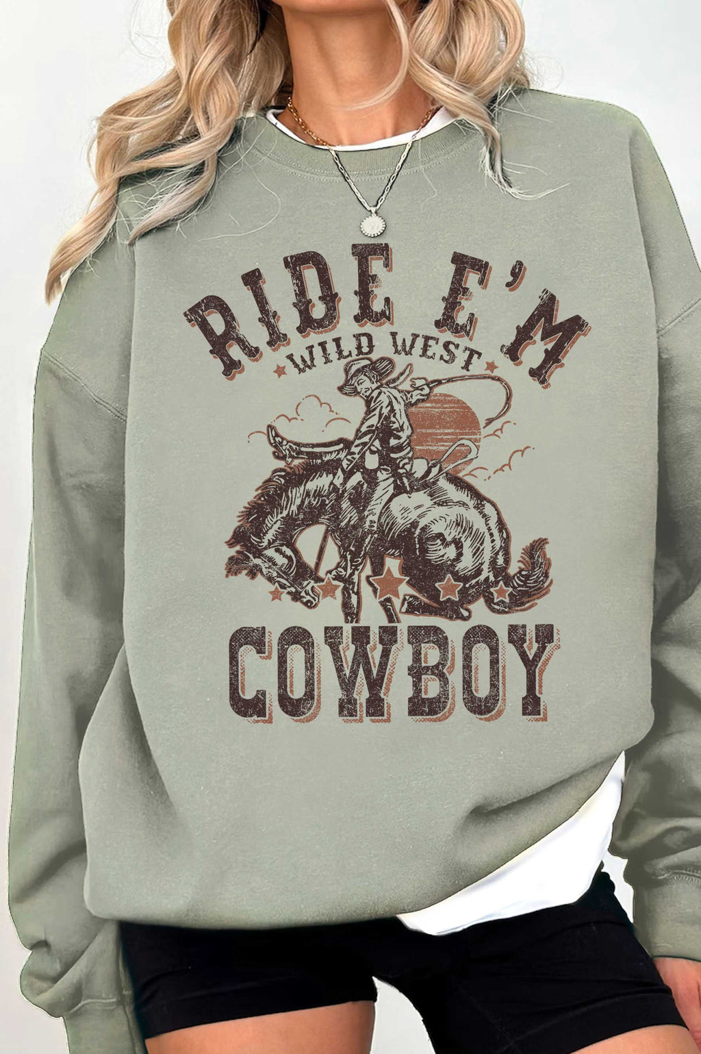 Ride E'm Cowboy Graphic Brushed - Adult & Kids T-Shirts, Sweatshirts & Hoodies apparel design preview 1