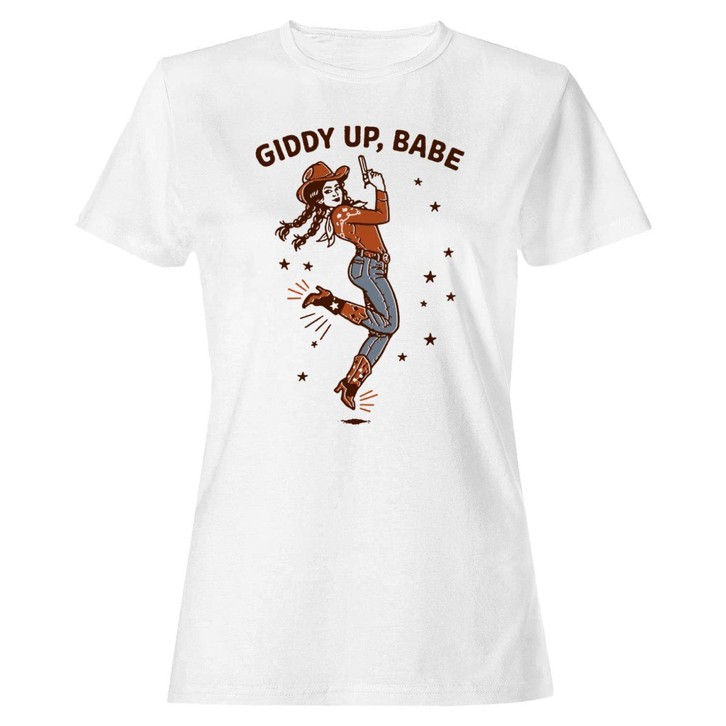 Giddy Up Cowgirl Babe Women's White - Adult & Kids T-Shirts, Sweatshirts & Hoodies apparel design preview 1