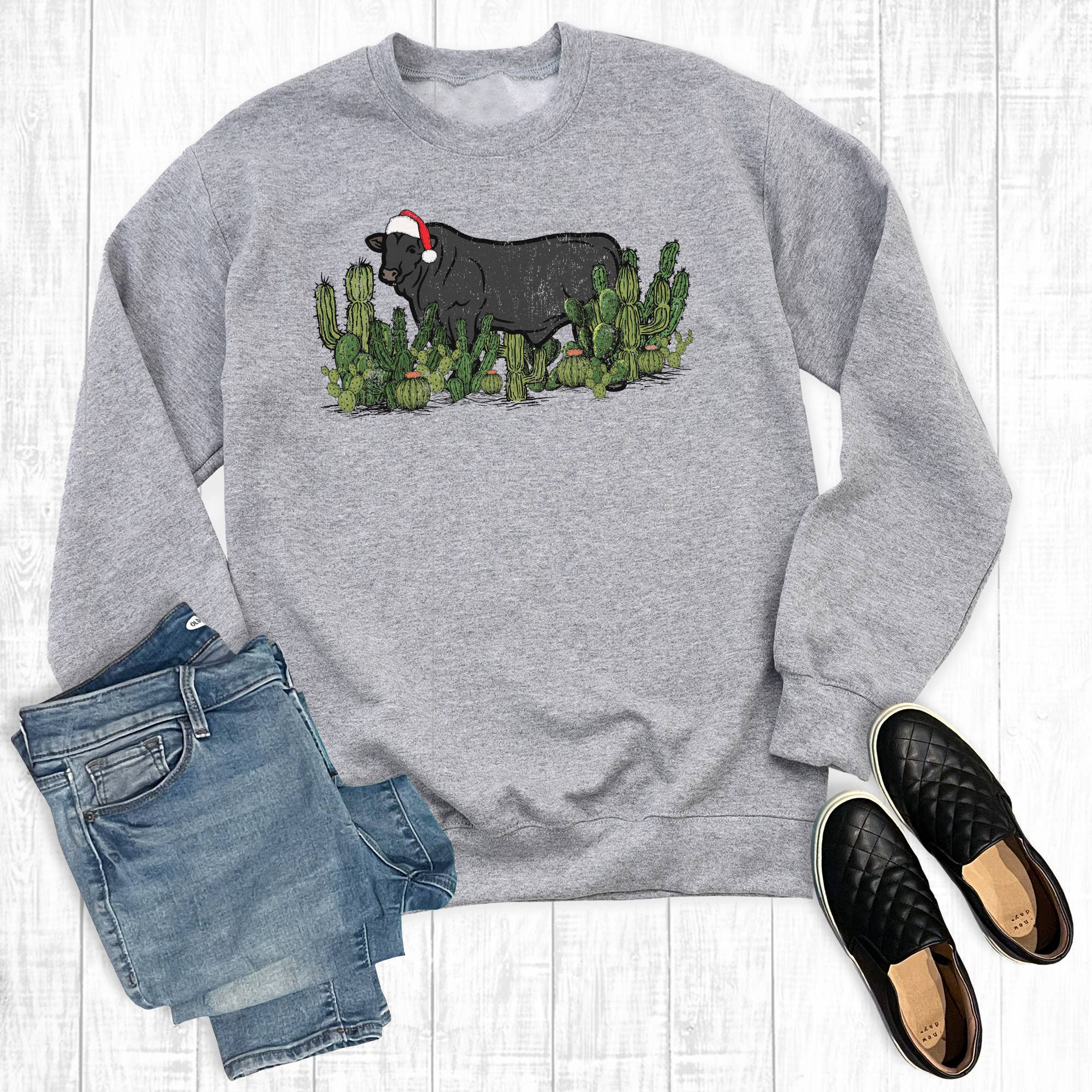 Western Christmas Cattle - Adult & Kids T-Shirts, Sweatshirts & Hoodies apparel design preview 1
