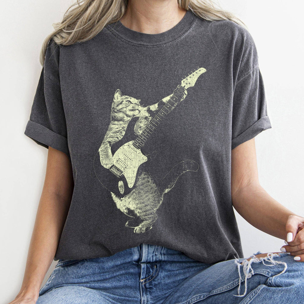 Vintage Cat Playing Guitar - Adult & Kids T-Shirts, Sweatshirts & Hoodies apparel design preview 1