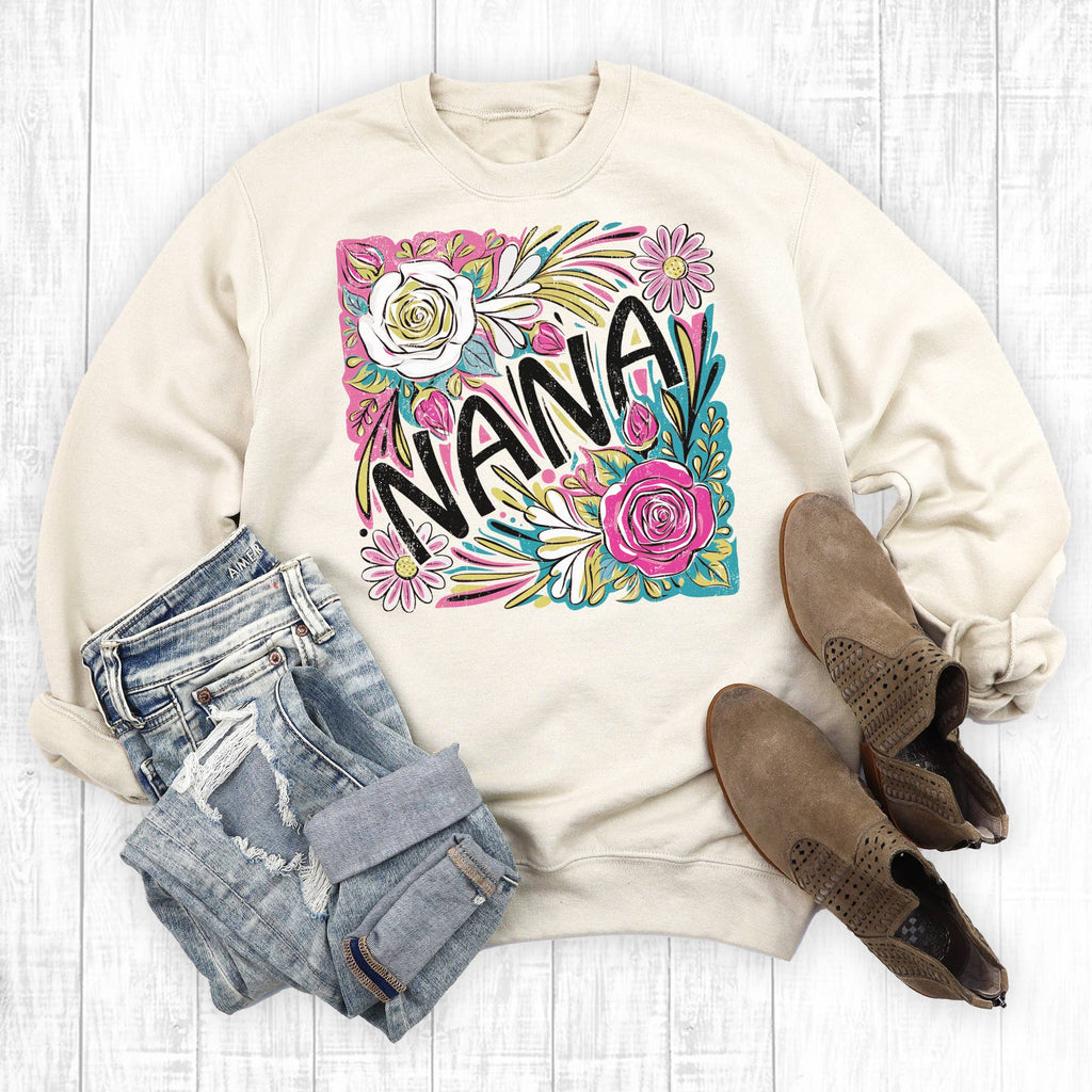 Boho Floral Nana - Adult & Kids T-Shirts, Sweatshirts & Hoodies apparel design preview 1