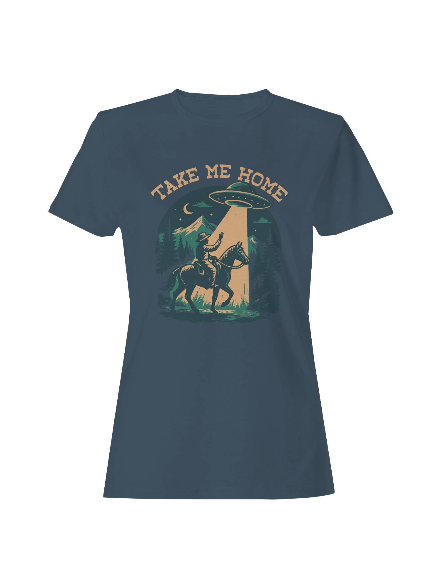 Take Me Home Ufo Cowboy Design Women's - Adult & Kids T-Shirts, Sweatshirts & Hoodies apparel design preview 1