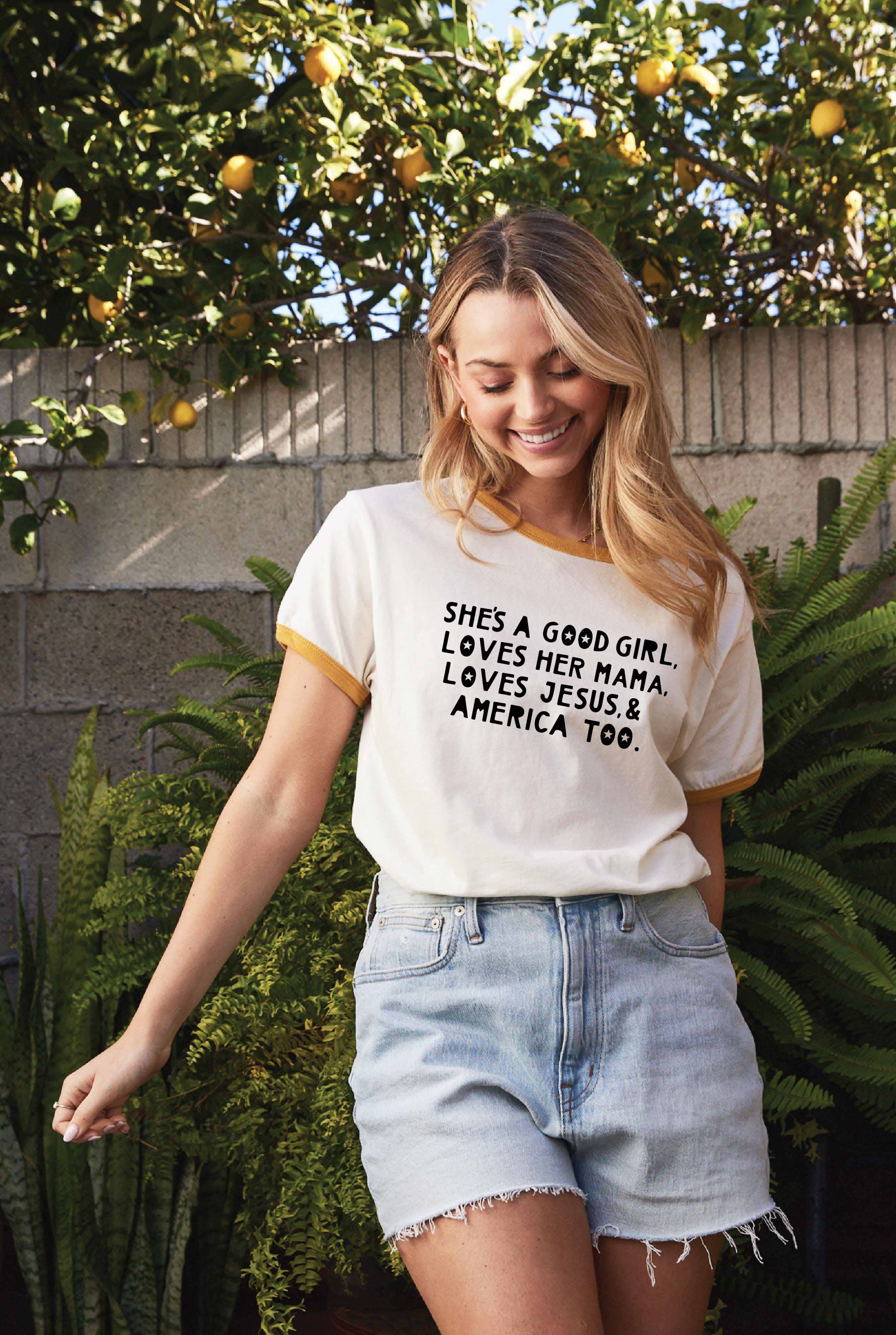 She's A Good Girl Ringer Graphic - Adult & Kids T-Shirts, Sweatshirts & Hoodies apparel design preview 1