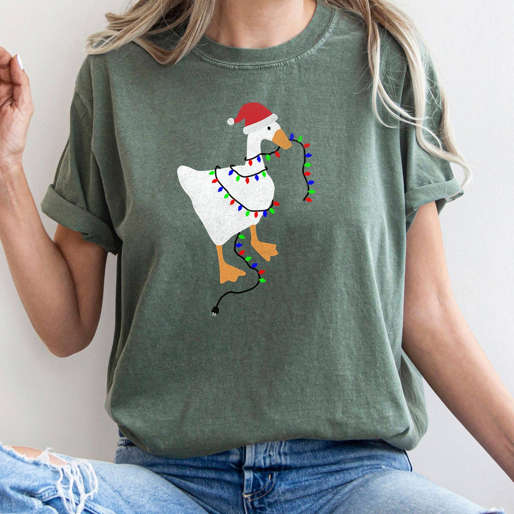 Christmas Goose, Lights, Retro Comfort Colors - Adult & Kids T-Shirts, Sweatshirts & Hoodies apparel design preview 1