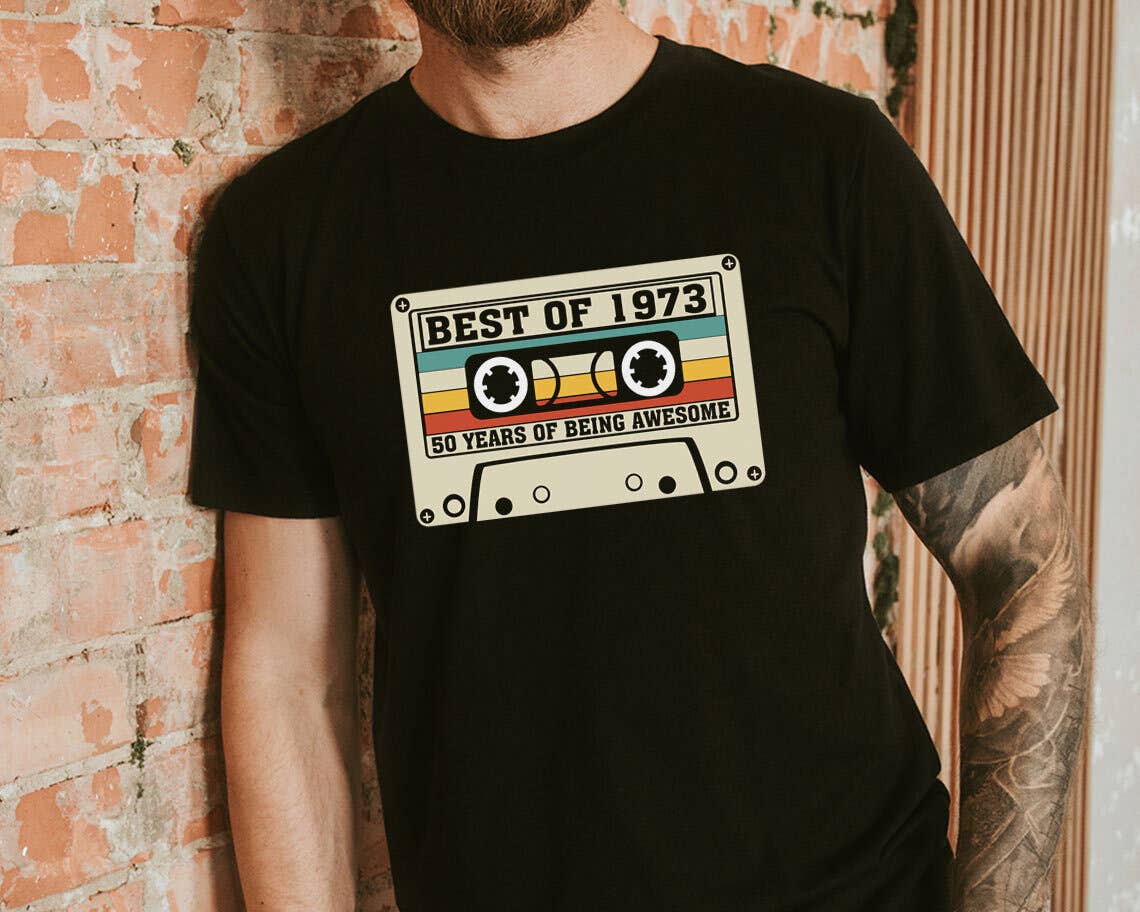 Best of 1973 Retro 50th Birthday Cassette Tape - Adult & Kids T-Shirts, Sweatshirts & Hoodies apparel design preview 1