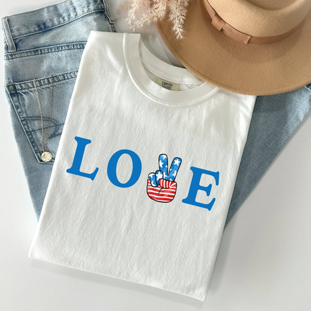 Peace, Love, America, Retro, Patriotic, 4th of July - Adult & Kids T-Shirts, Sweatshirts & Hoodies apparel design preview 1