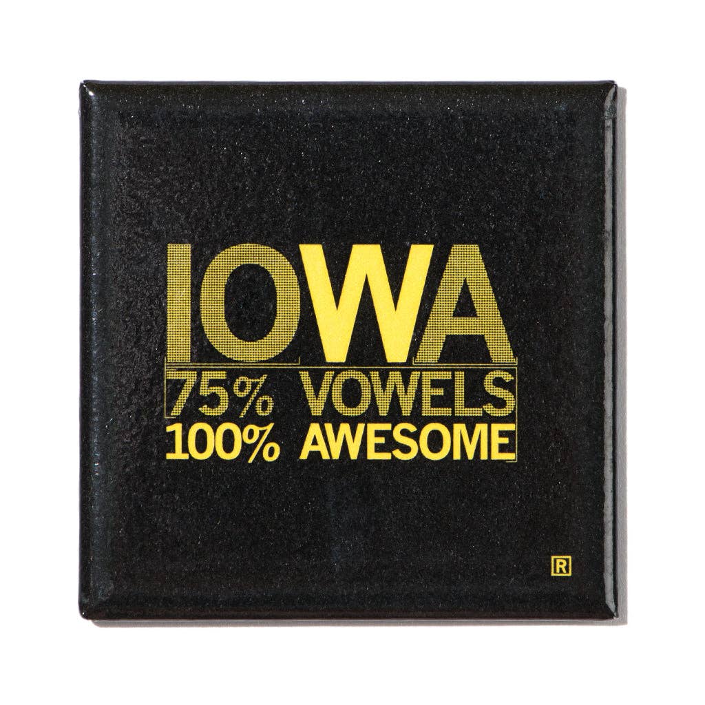 Iowa Vowels Metal Magnet Black - Adult & Kids T-Shirts, Sweatshirts & Hoodies apparel design preview 1