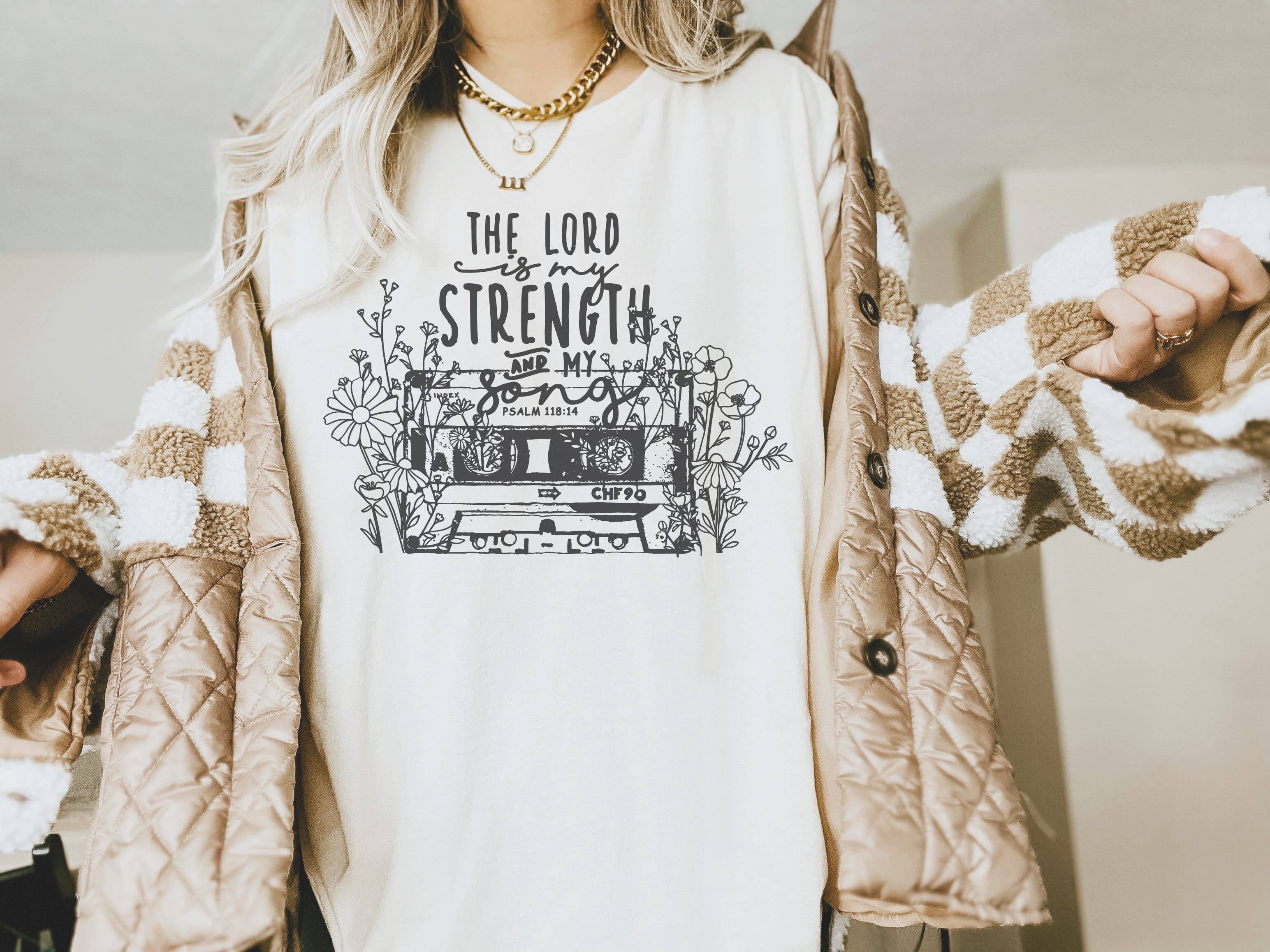 The Lord Is My Strength Cassette Graphic - Adult & Kids T-Shirts, Sweatshirts & Hoodies apparel design preview 1