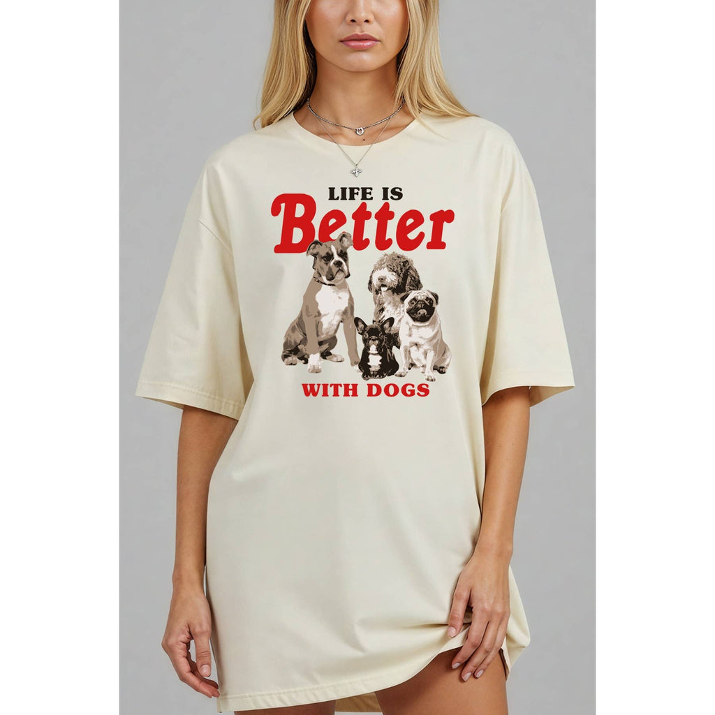 Life Is Better with Dogs Boots Oversized - Adult & Kids T-Shirts, Sweatshirts & Hoodies apparel design preview 1